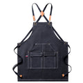 Anna-Kaci Cotton Kitchen Apron with Cross Back Straps Multi Pocket Utility Apron for Cooking Baking Craft