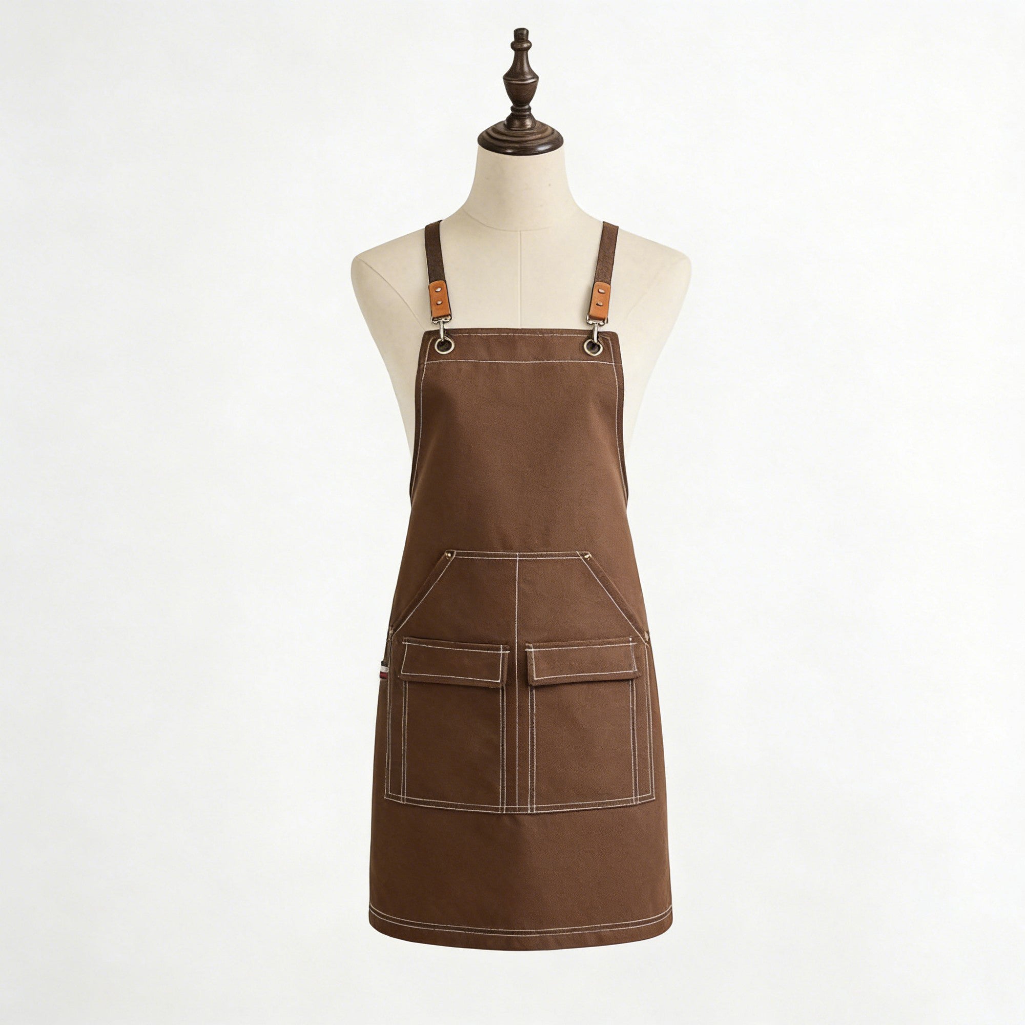 Anna-Kaci Cotton Kitchen Apron with Cross Back Straps Multi Pocket Utility Apron for Cooking Baking Craft