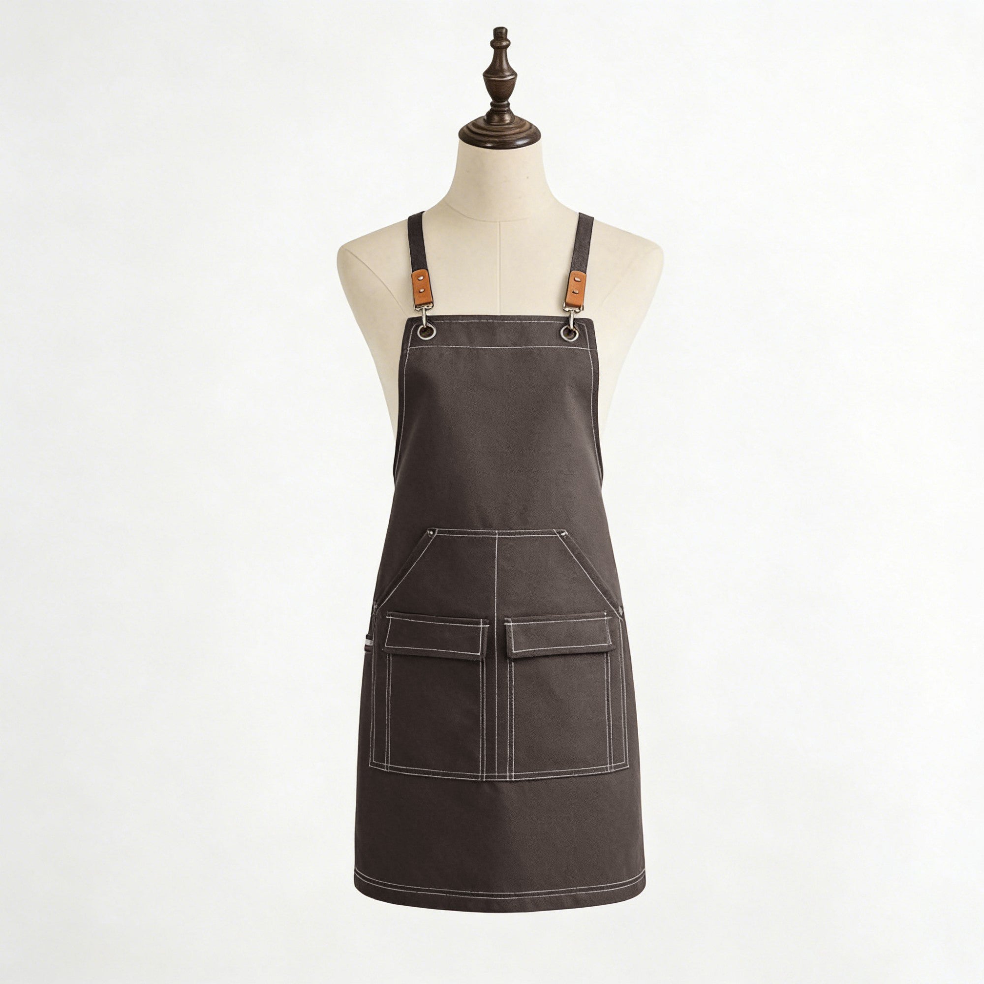 Anna-Kaci Cotton Kitchen Apron with Cross Back Straps Multi Pocket Utility Apron for Cooking Baking Craft