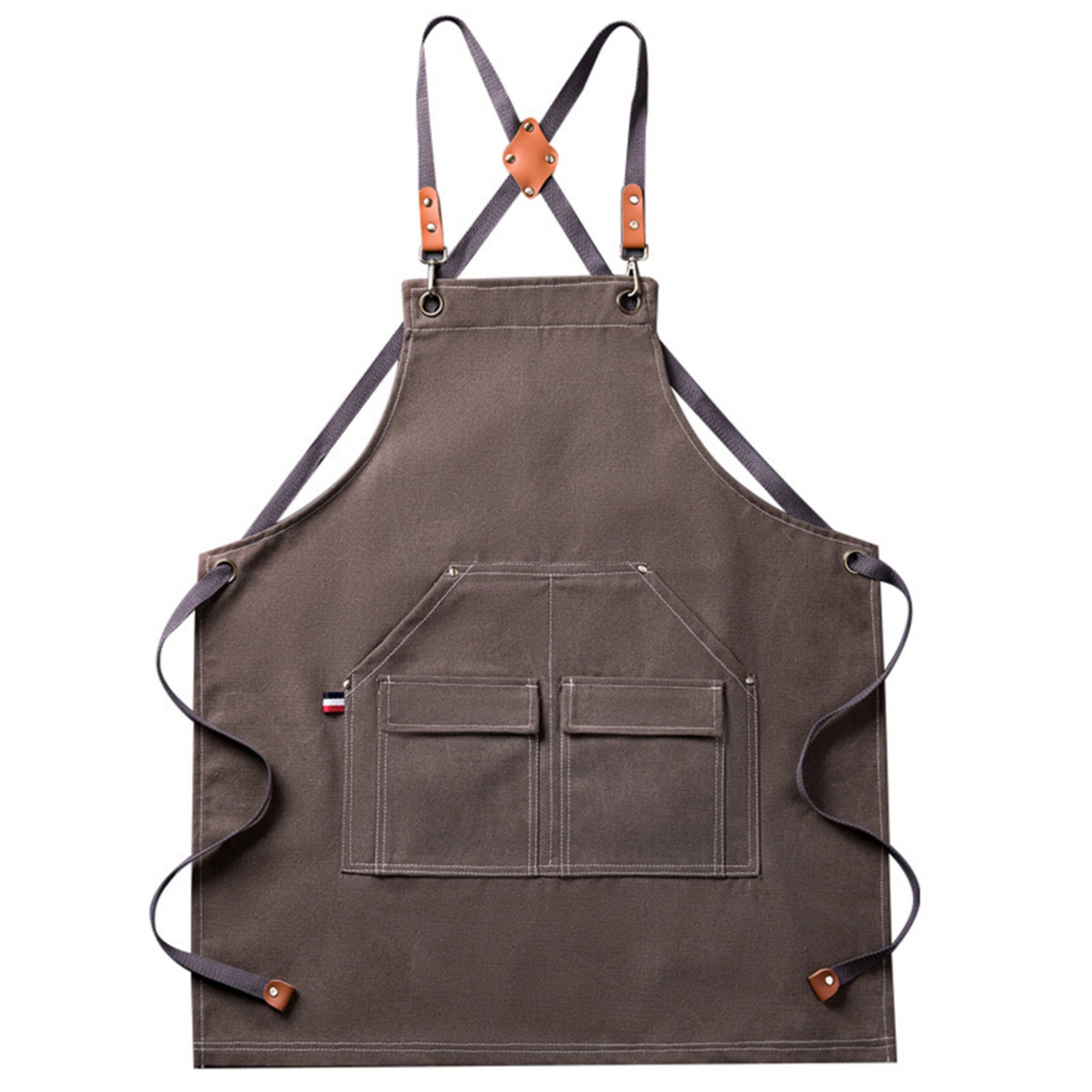Anna-Kaci Cotton Kitchen Apron with Cross Back Straps Multi Pocket Utility Apron for Cooking Baking Craft