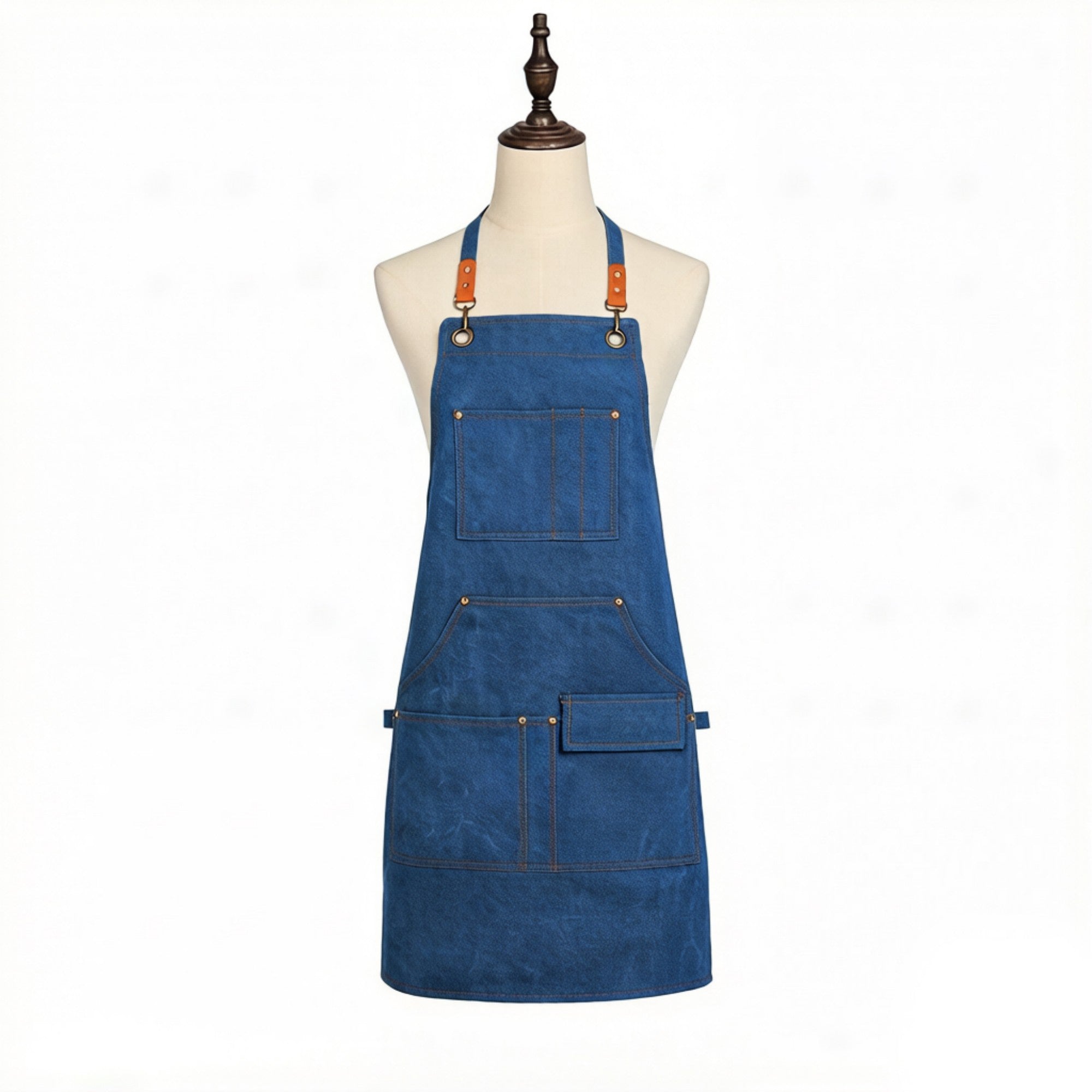 Anna-Kaci Cotton Kitchen Apron with Cross Back Straps Multi Pocket Utility Apron for Cooking Baking Craft