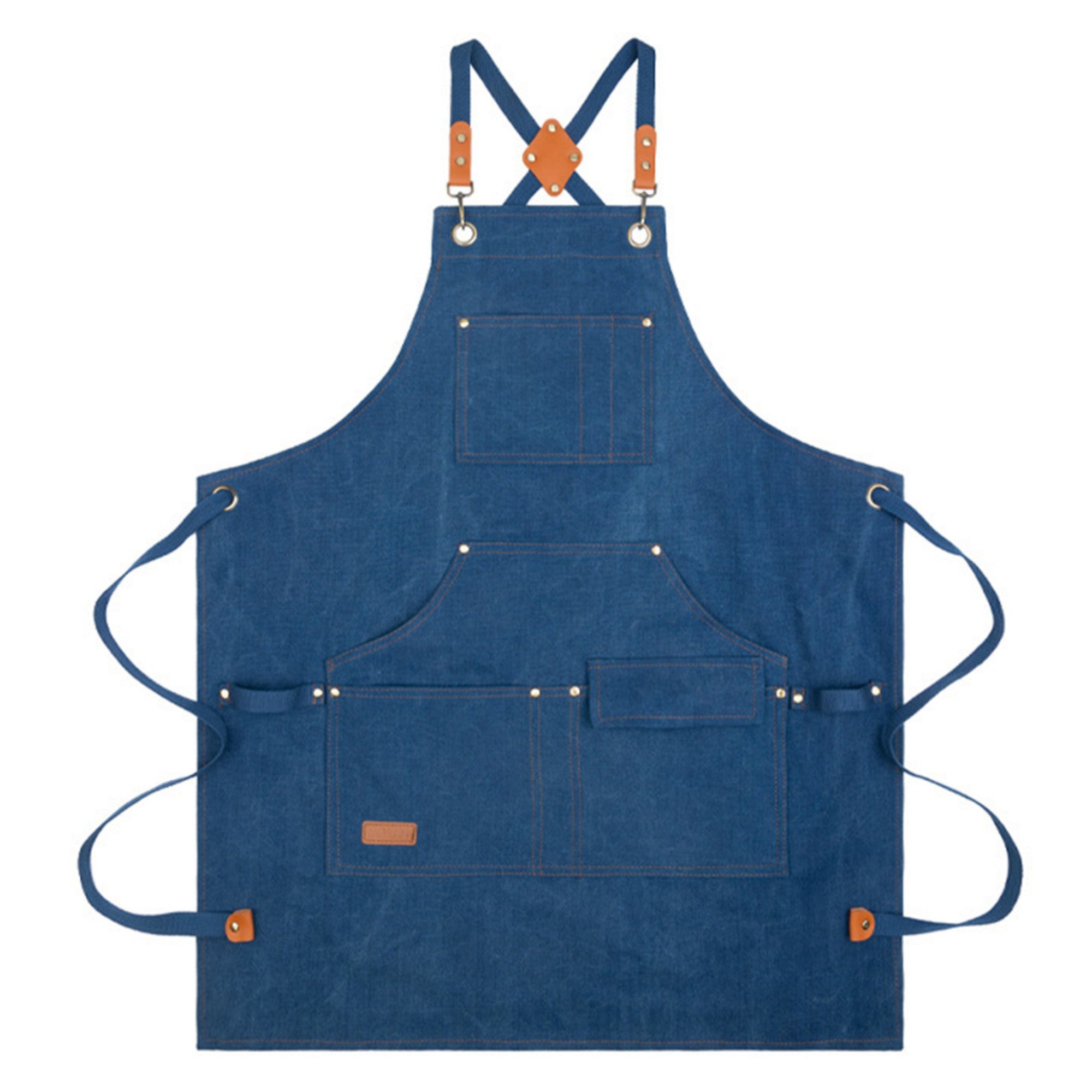 Anna-Kaci Cotton Kitchen Apron with Cross Back Straps Multi Pocket Utility Apron for Cooking Baking Craft