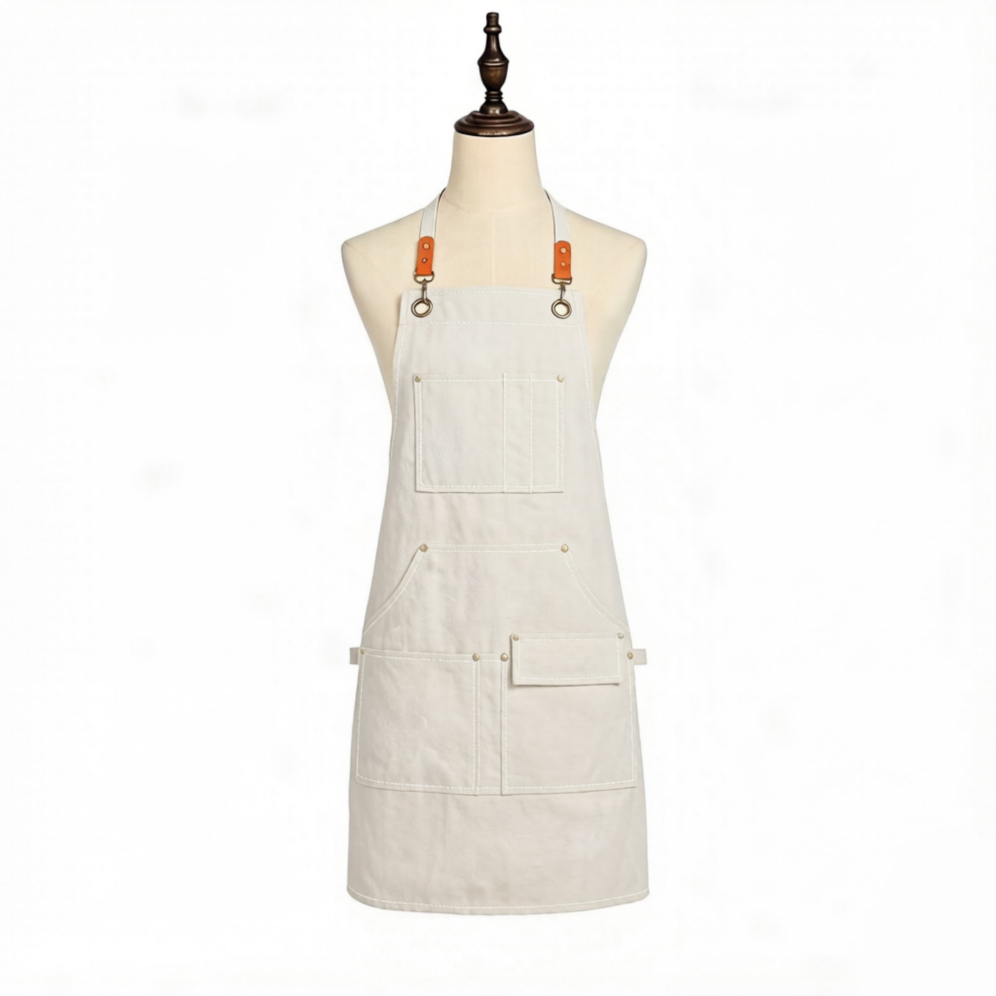 Anna-Kaci Cotton Kitchen Apron with Cross Back Straps Multi Pocket Utility Apron for Cooking Baking Craft
