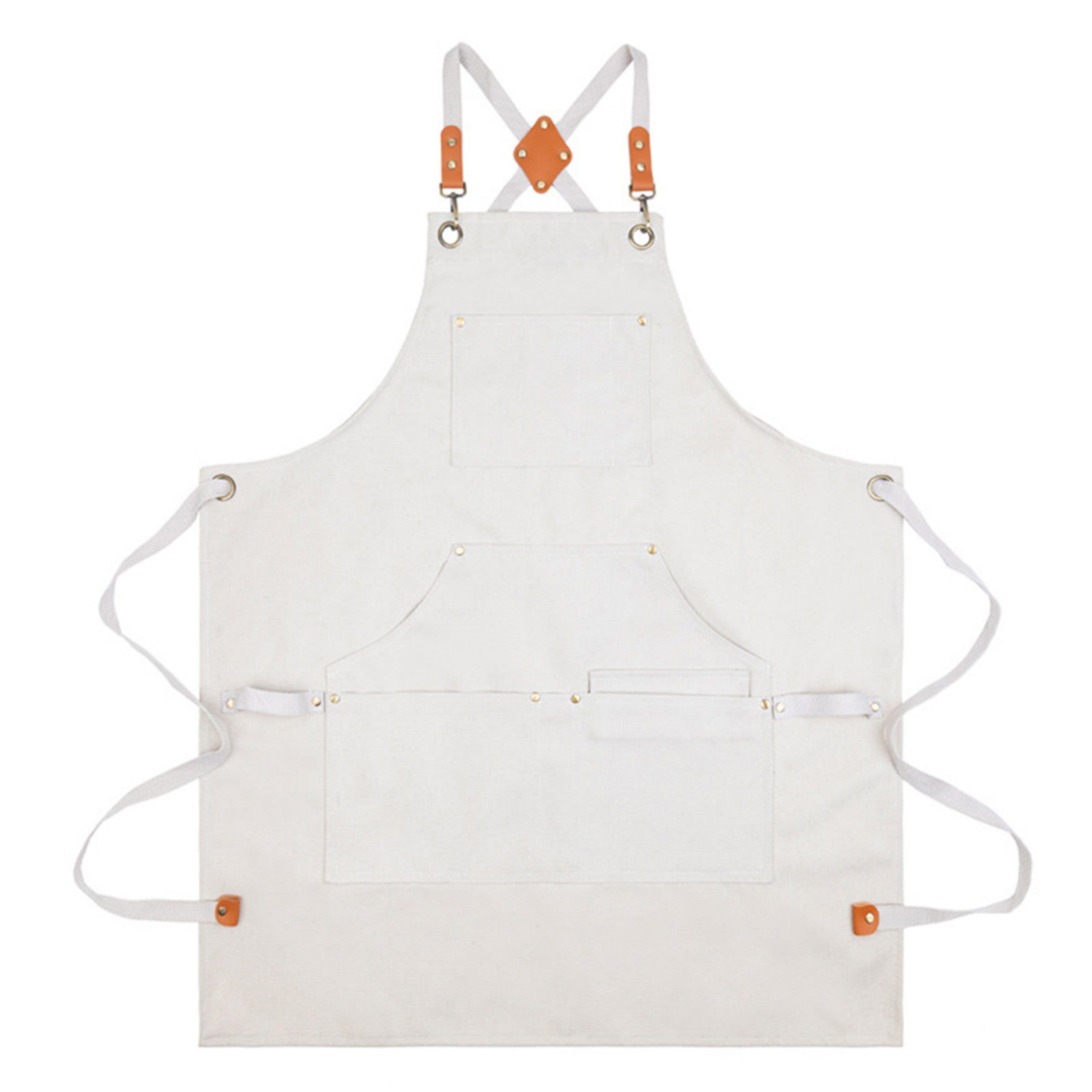 Anna-Kaci Cotton Kitchen Apron with Cross Back Straps Multi Pocket Utility Apron for Cooking Baking Craft
