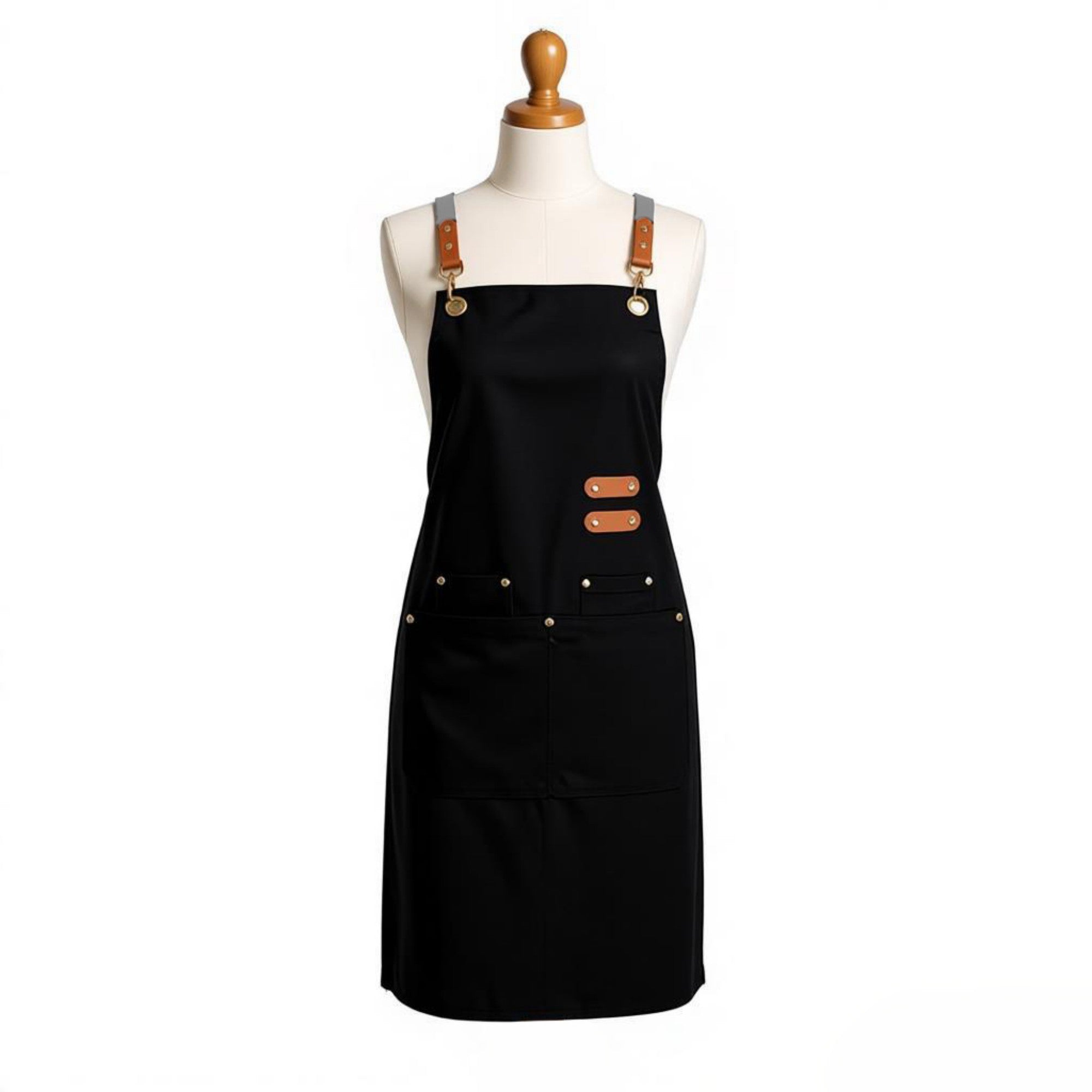 Anna-Kaci Cotton Kitchen Apron with Cross Back Straps Multi Pocket Utility Apron for Cooking Baking Craft