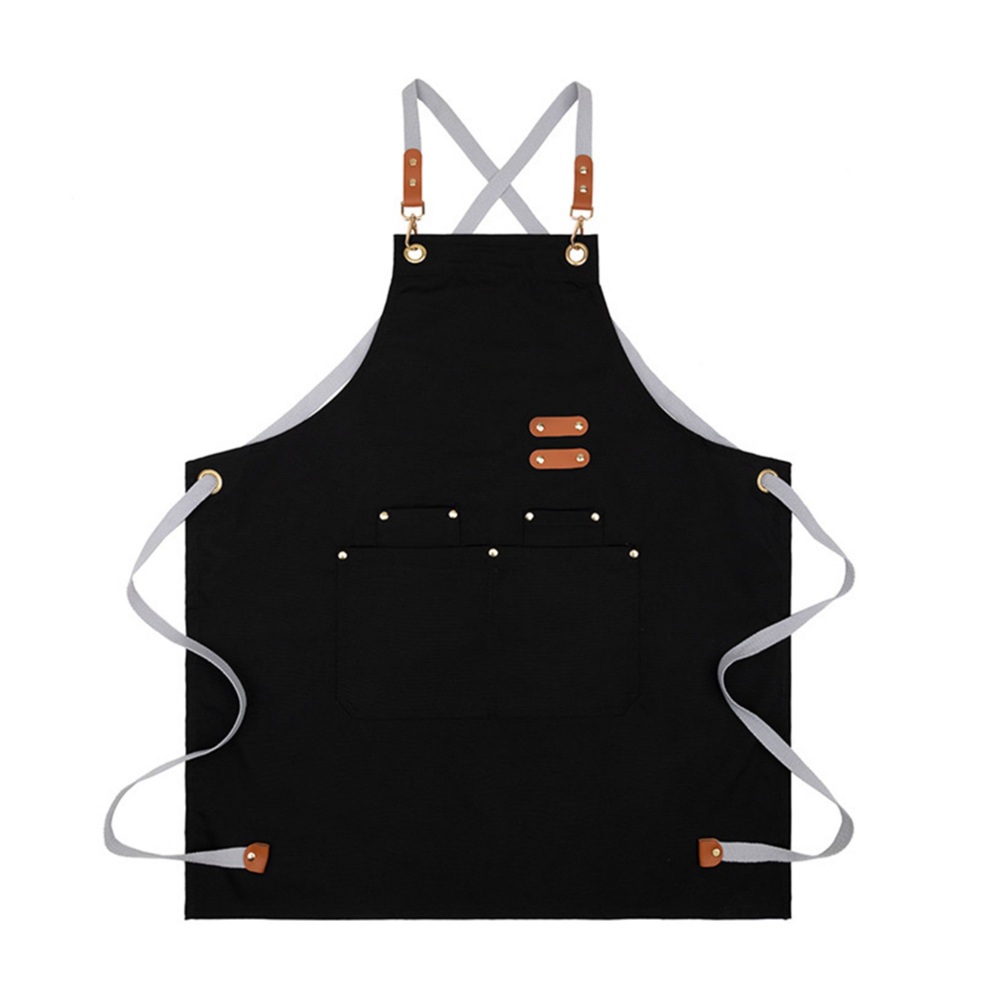 Anna-Kaci Cotton Kitchen Apron with Cross Back Straps Multi Pocket Utility Apron for Cooking Baking Craft