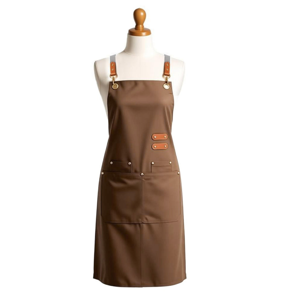 Anna-Kaci Cotton Kitchen Apron with Cross Back Straps Multi Pocket Utility Apron for Cooking Baking Craft