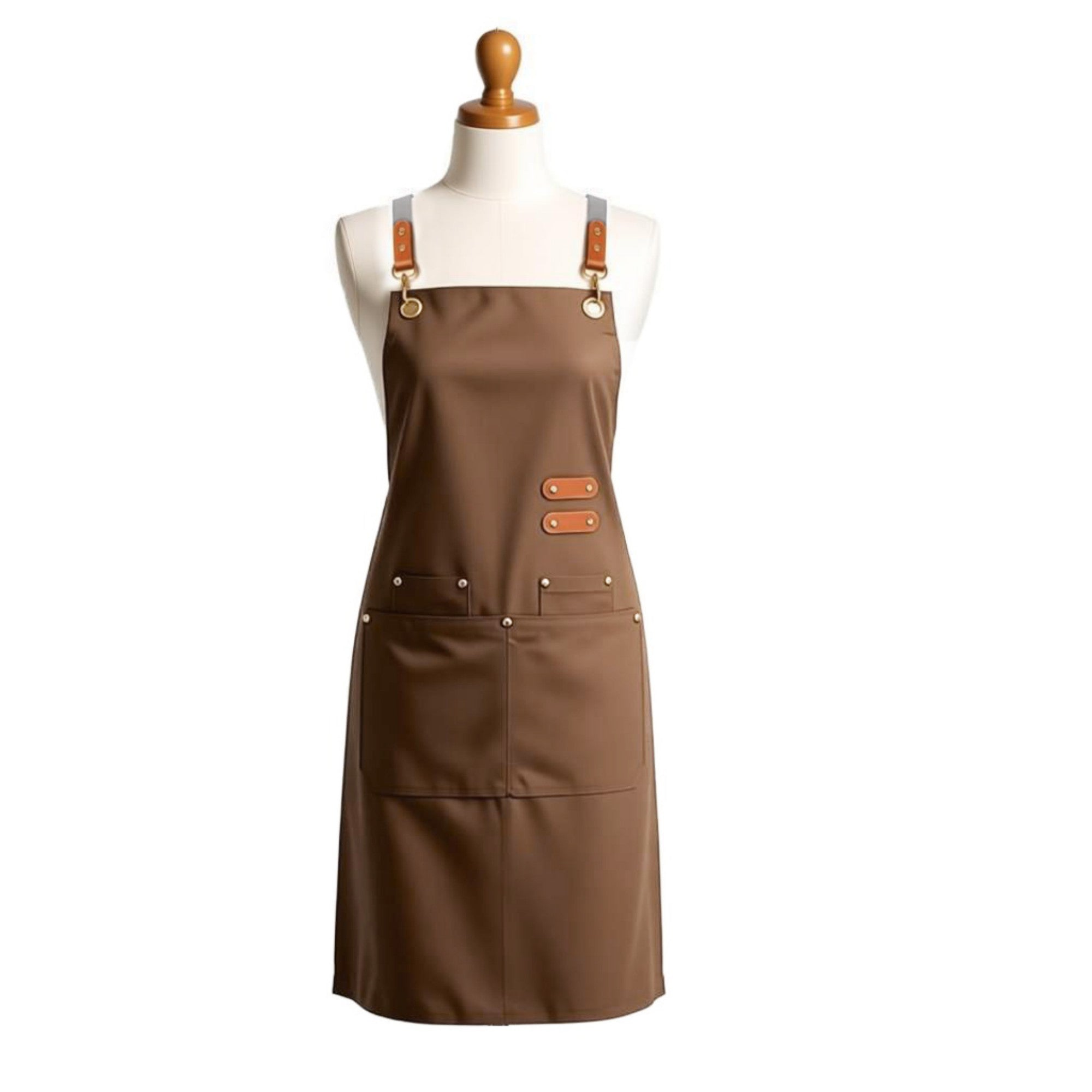 Anna-Kaci Cotton Kitchen Apron with Cross Back Straps Multi Pocket Utility Apron for Cooking Baking Craft