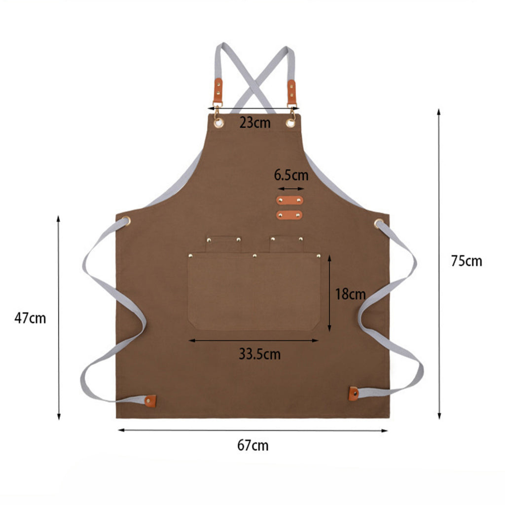 Anna-Kaci Cotton Kitchen Apron with Cross Back Straps Multi Pocket Utility Apron for Cooking Baking Craft