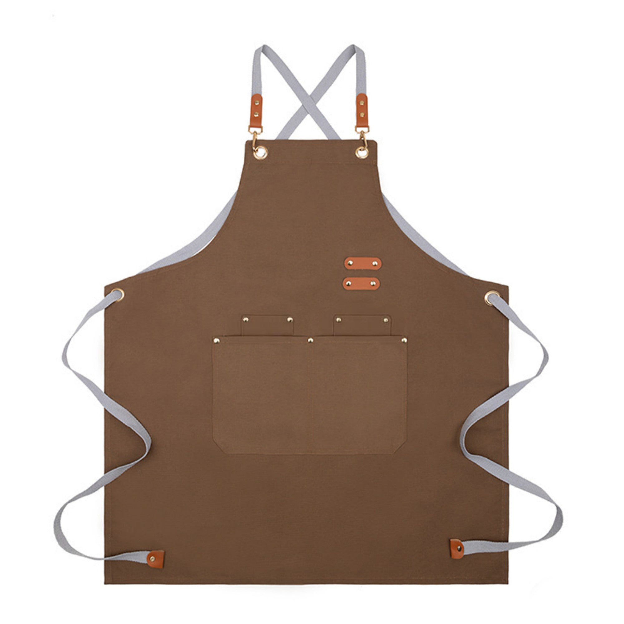 Anna-Kaci Cotton Kitchen Apron with Cross Back Straps Multi Pocket Utility Apron for Cooking Baking Craft