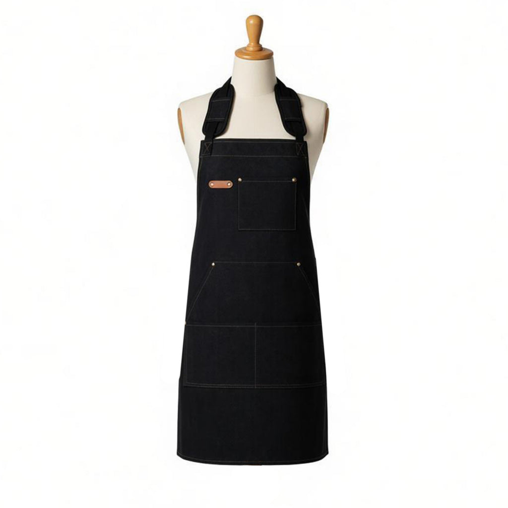 Anna-Kaci Cotton Kitchen Apron with Cross Back Straps Minimalist Utility Apron for Cooking Baking Craft Garden