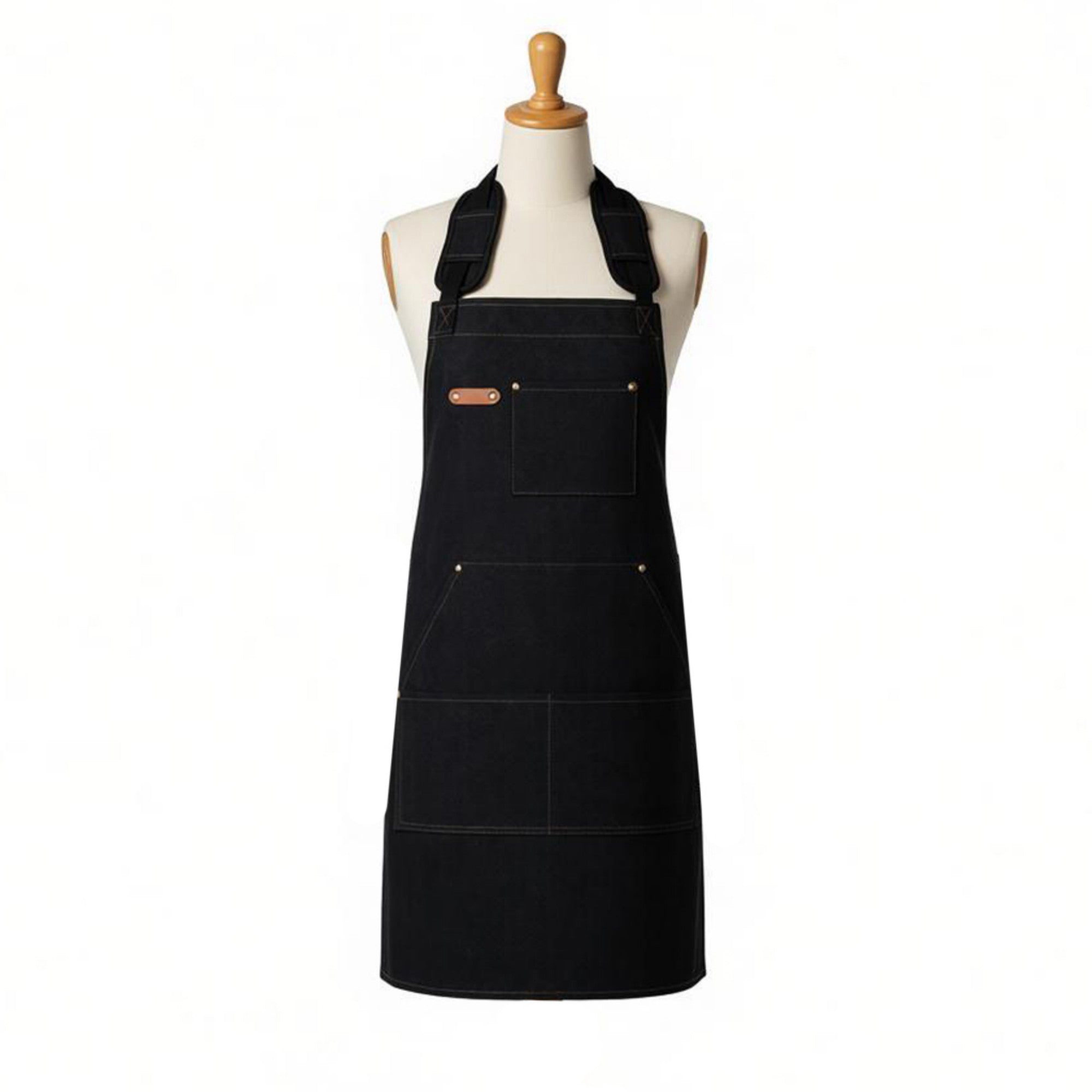 Anna-Kaci Cotton Kitchen Apron with Cross Back Straps Minimalist Utility Apron for Cooking Baking Craft Garden