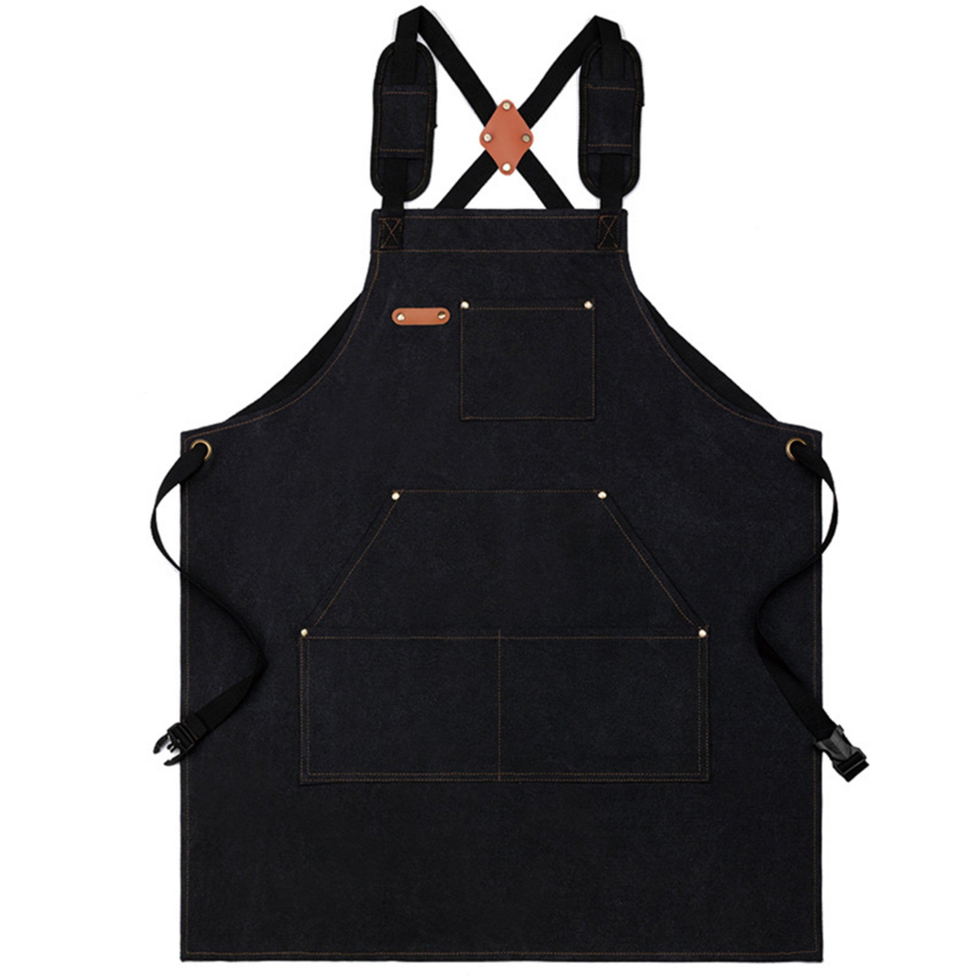 Anna-Kaci Cotton Kitchen Apron with Cross Back Straps Minimalist Utility Apron for Cooking Baking Craft Garden