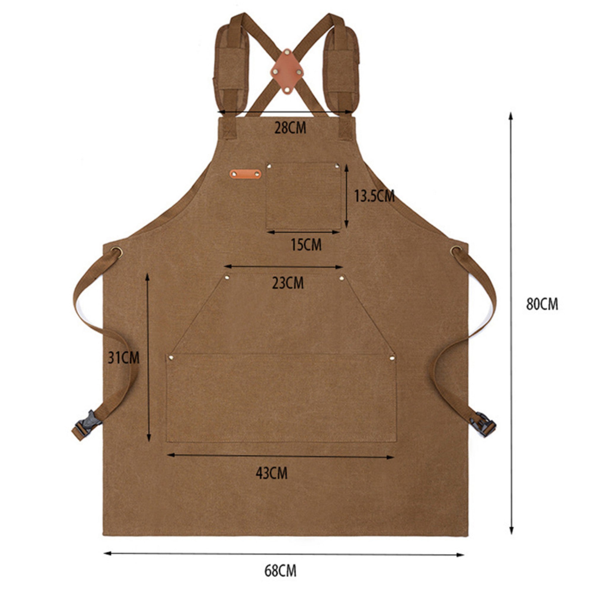 Anna-Kaci Cotton Kitchen Apron with Cross Back Straps Minimalist Utility Apron for Cooking Baking Craft Garden