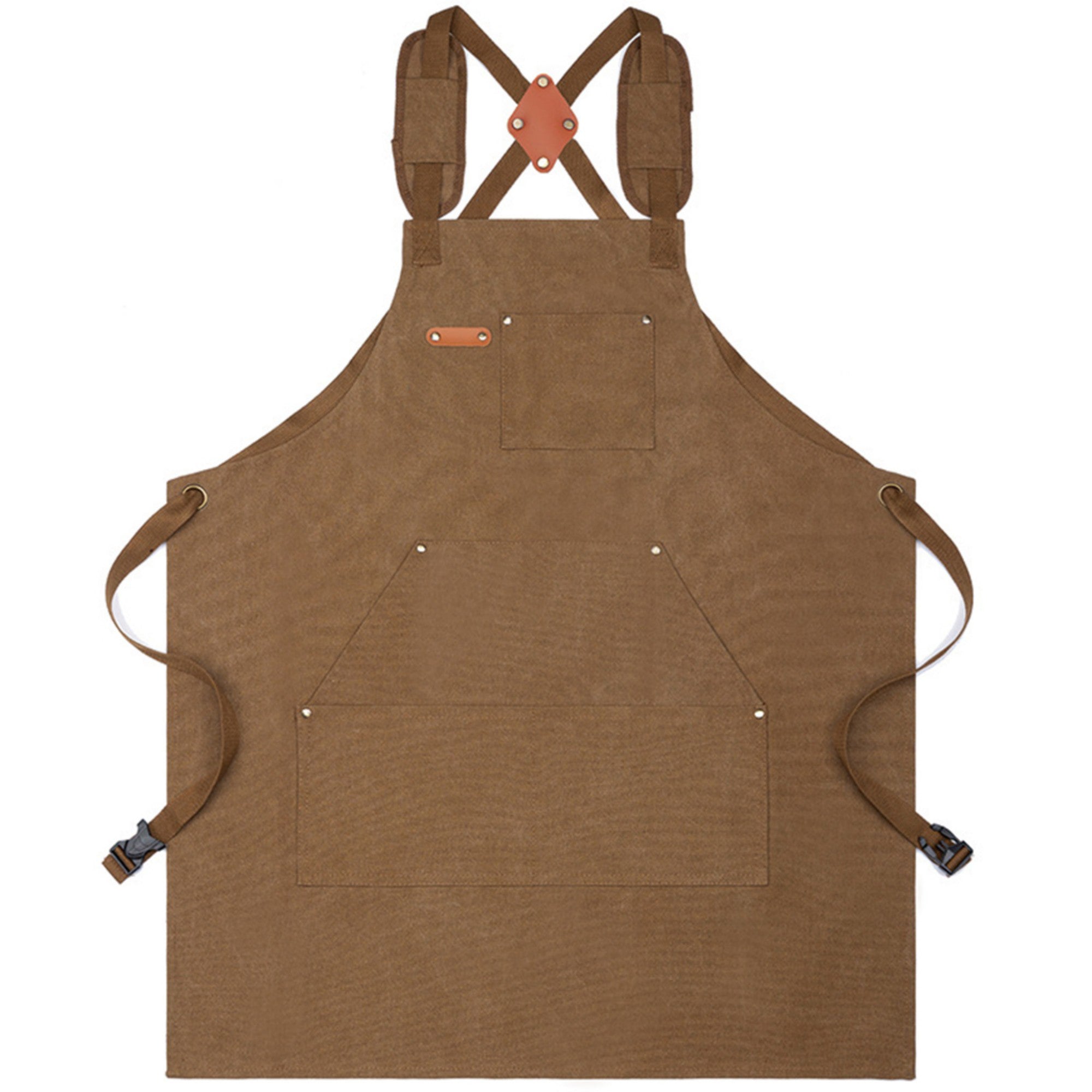 Anna-Kaci Cotton Kitchen Apron with Cross Back Straps Minimalist Utility Apron for Cooking Baking Craft Garden