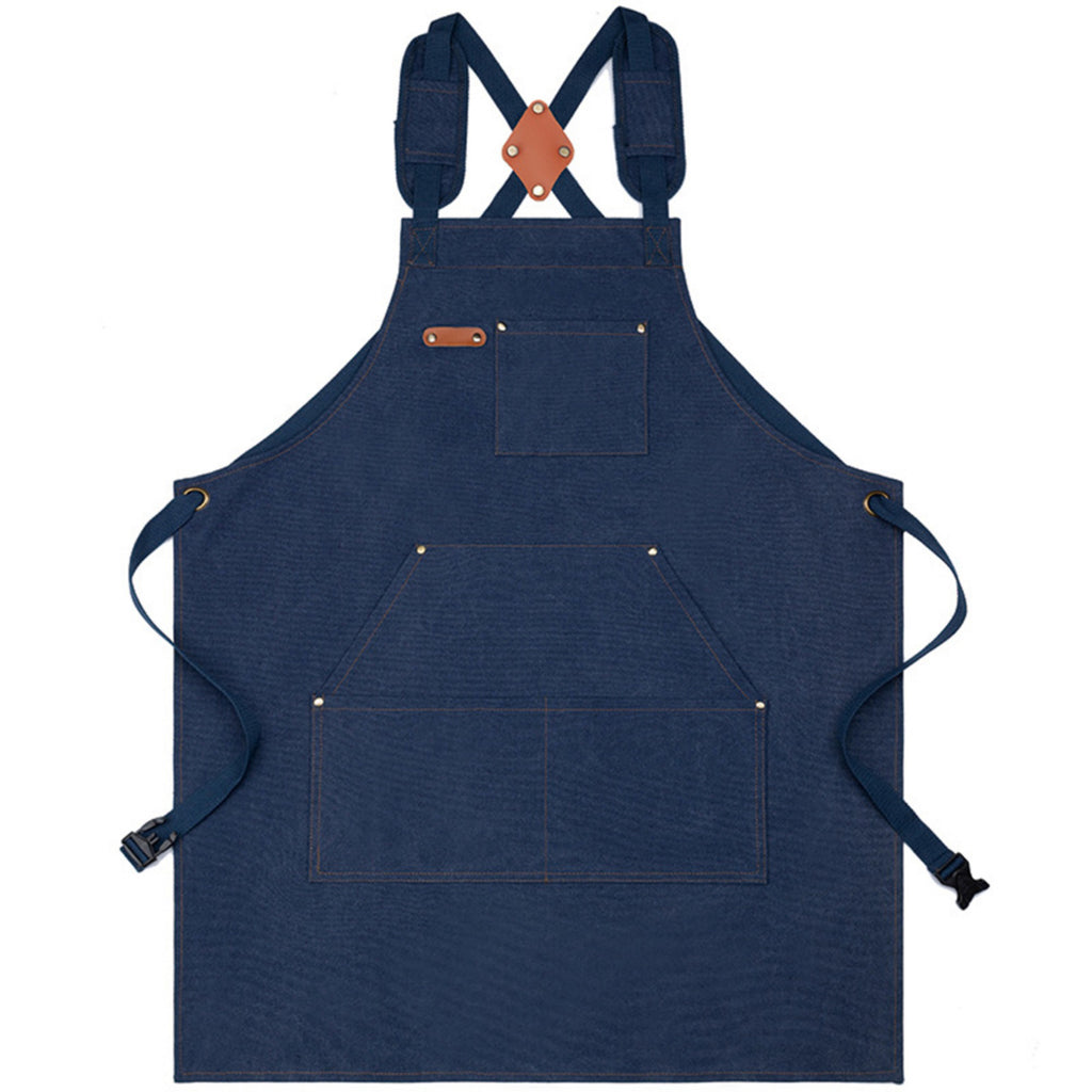 Anna-Kaci Cotton Kitchen Apron with Cross Back Straps Minimalist Utility Apron for Cooking Baking Craft Garden