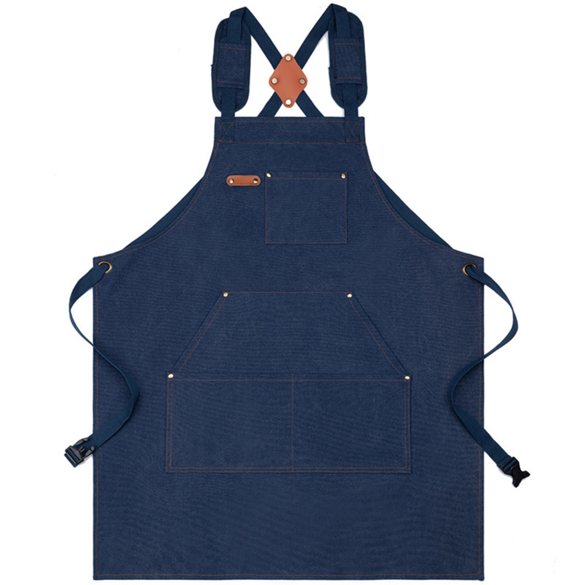Anna-Kaci Cotton Kitchen Apron with Cross Back Straps Minimalist Utility Apron for Cooking Baking Craft Garden