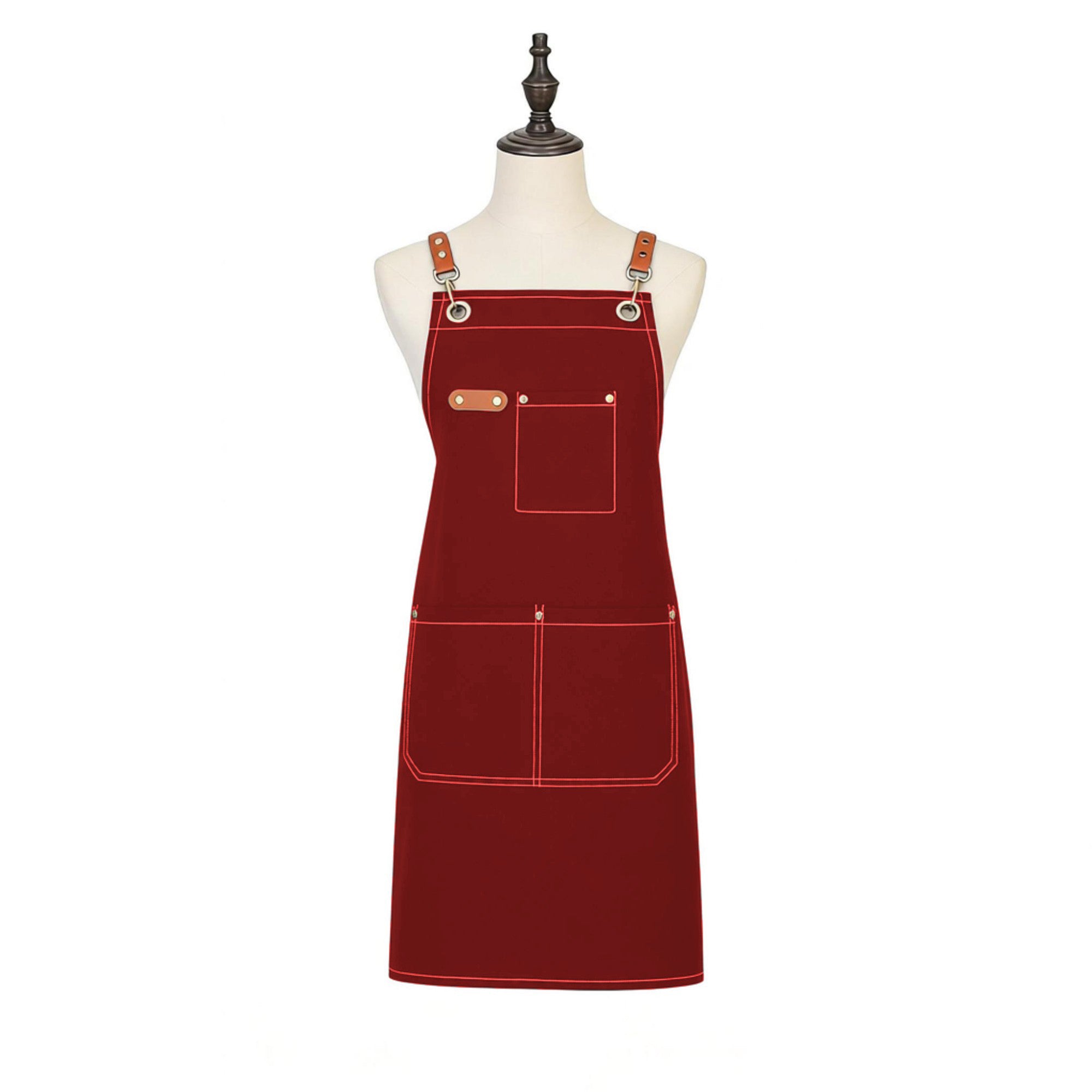 Anna-Kaci Cotton Kitchen Apron with Cross Back Straps Multi Pocket Utility Apron for Cooking Baking Craft