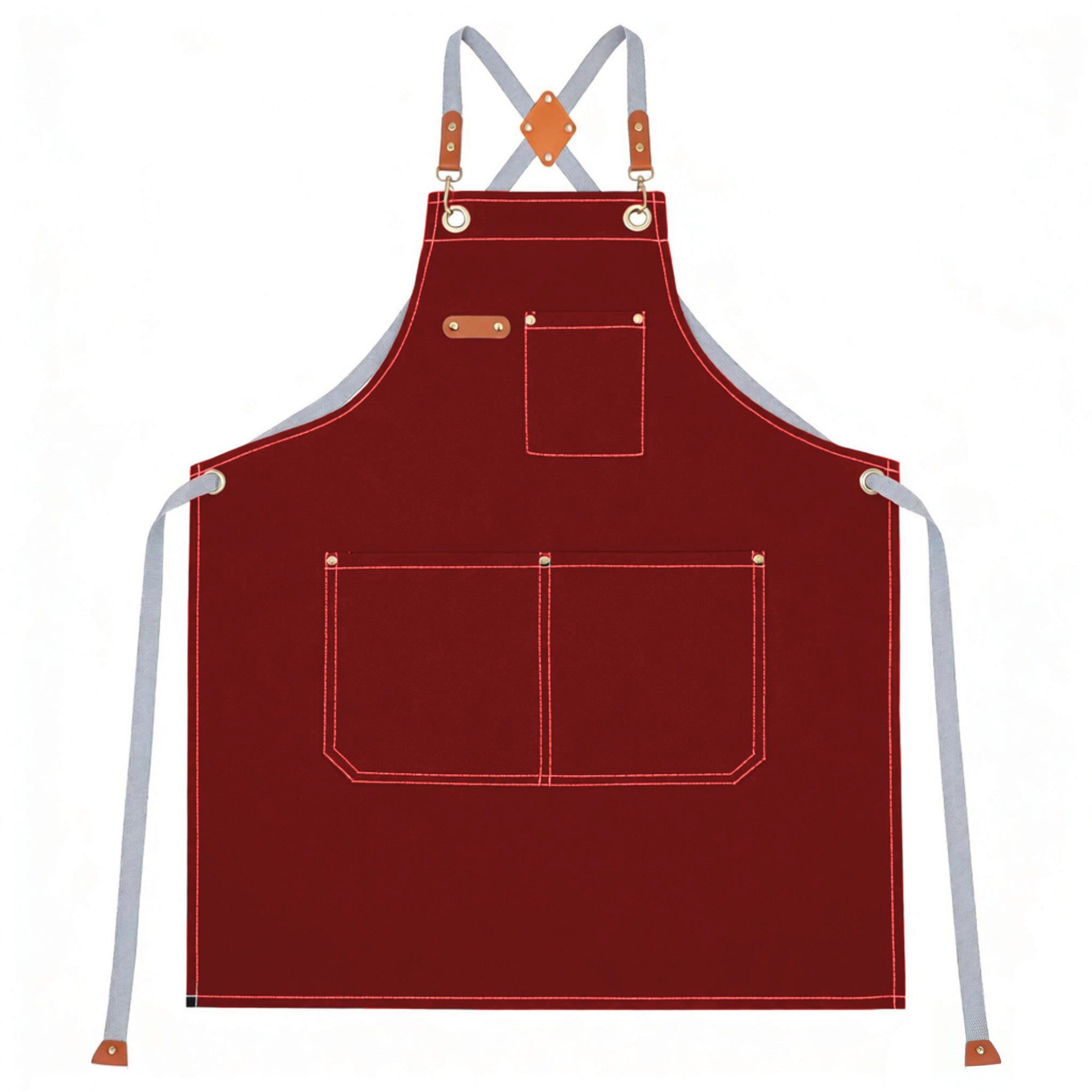 Anna-Kaci Cotton Kitchen Apron with Cross Back Straps Multi Pocket Utility Apron for Cooking Baking Craft