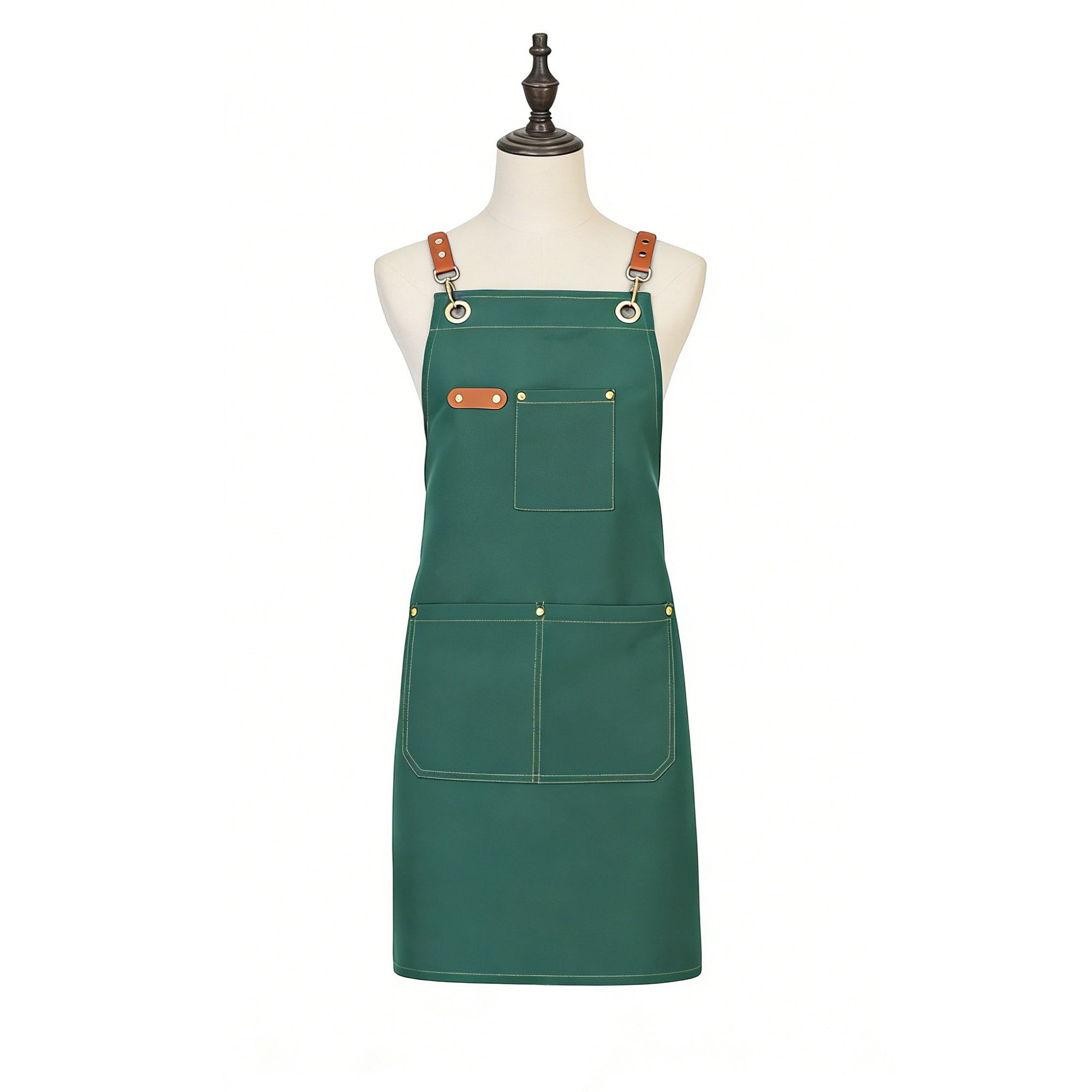 Anna-Kaci Cotton Kitchen Apron with Cross Back Straps Multi Pocket Utility Apron for Cooking Baking Craft