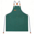 Anna-Kaci Cotton Kitchen Apron with Cross Back Straps Multi Pocket Utility Apron for Cooking Baking Craft