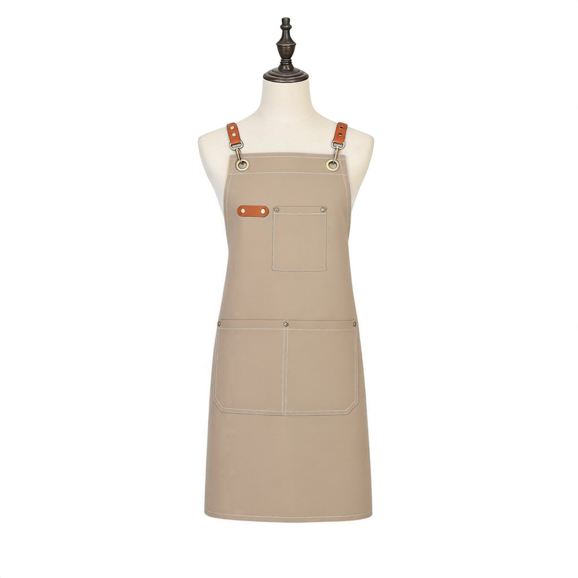Anna-Kaci Cotton Kitchen Apron with Cross Back Straps Multi Pocket Utility Apron for Cooking Baking Craft