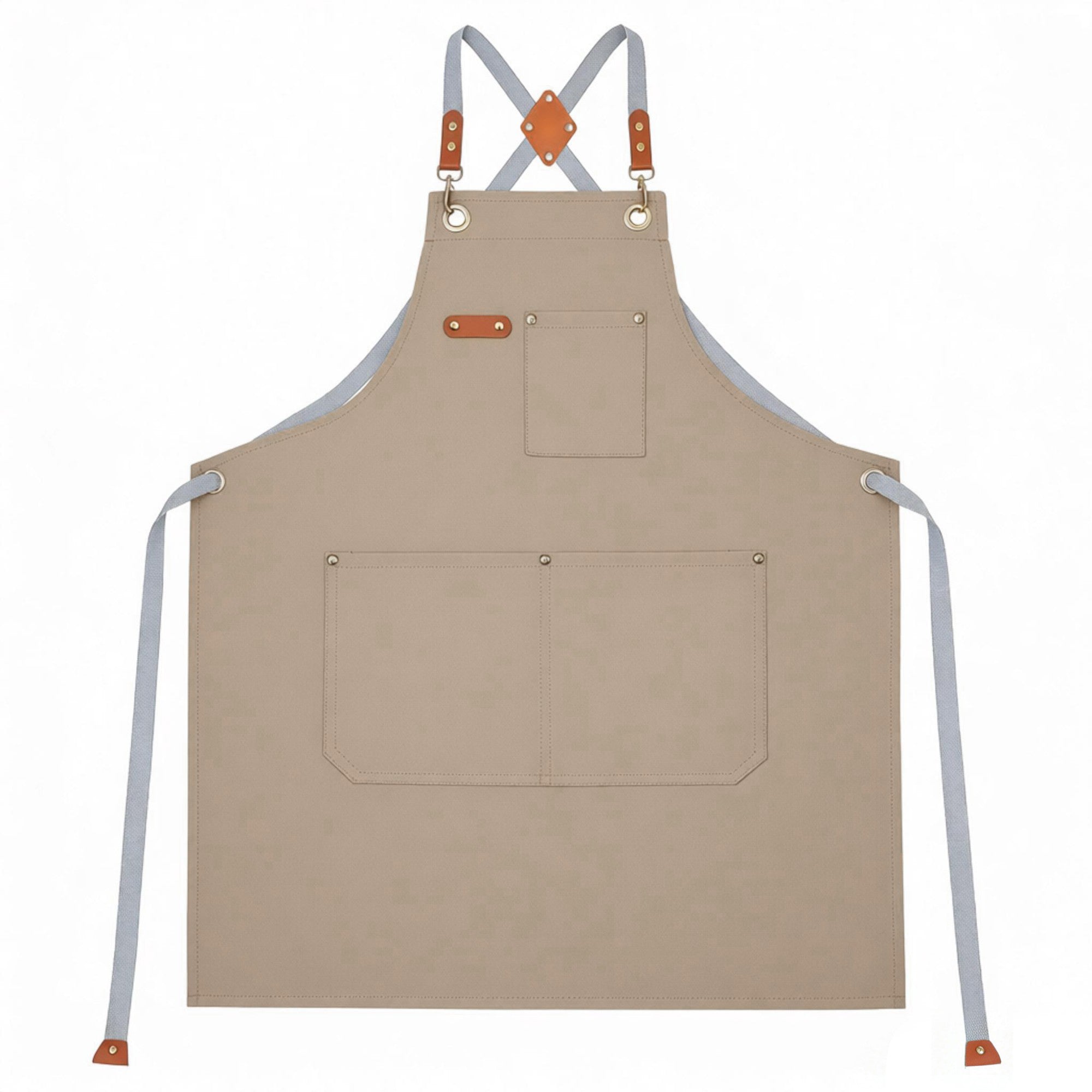 Anna-Kaci Cotton Kitchen Apron with Cross Back Straps Multi Pocket Utility Apron for Cooking Baking Craft