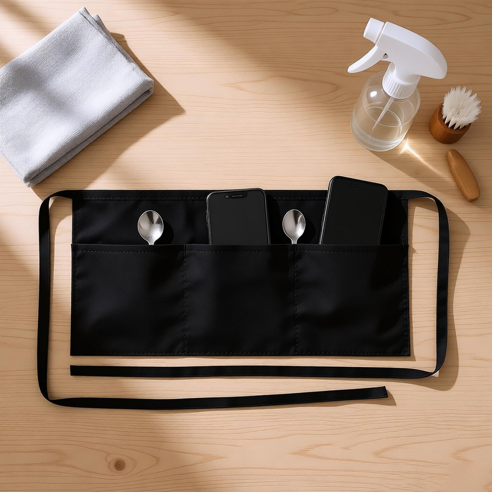 Anna-Kaci Cotton Waist Apron with Pockets Half Apron Utility Server Apron for Cooking Serving Craft Work
