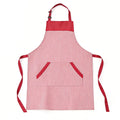 Anna-Kaci Striped Kitchen Apron Cotton Blend Adjustable Neck Apron with Pockets Chef Cooking Server Apron