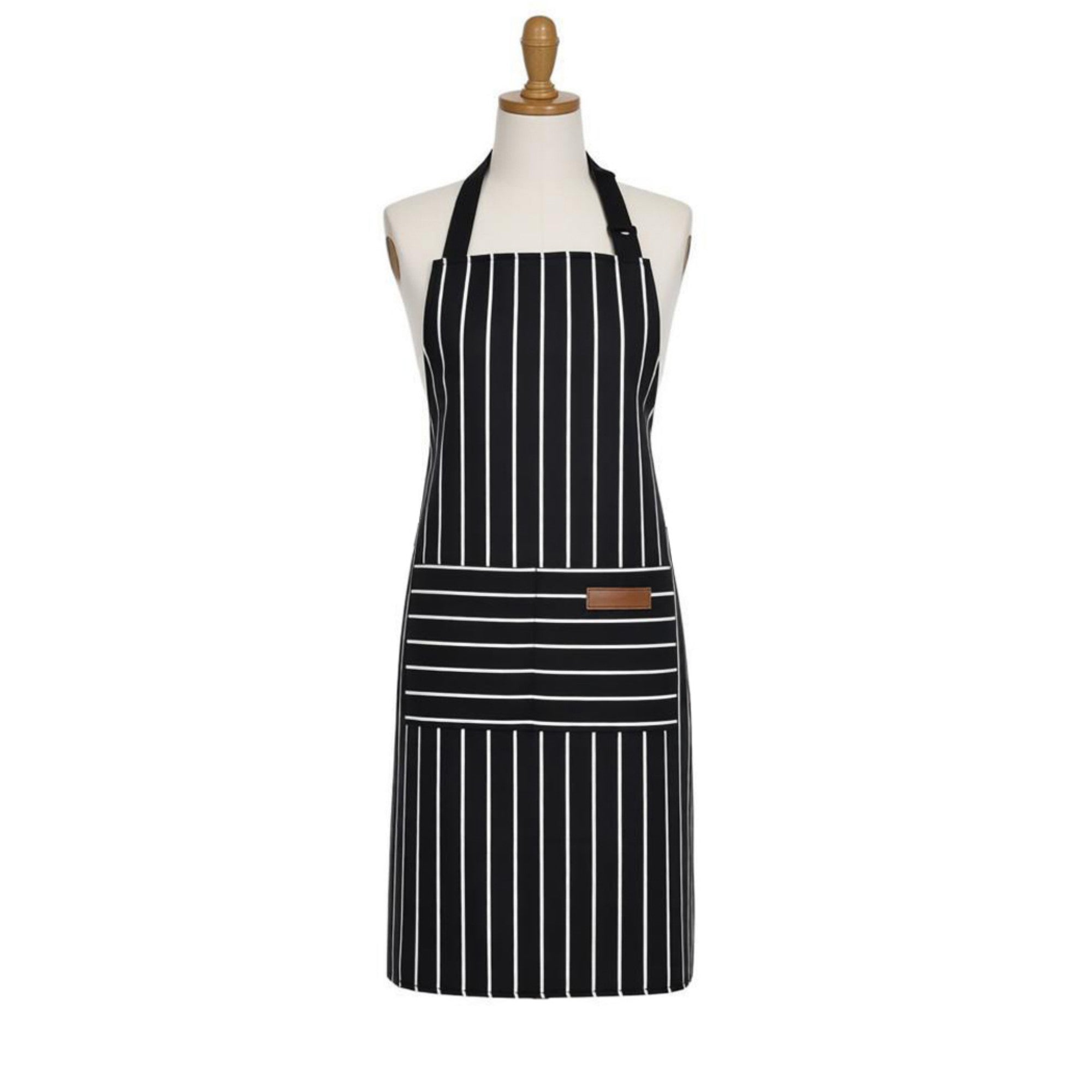 Anna-Kaci Striped Kitchen Apron Cotton Blend Adjustable Neck Apron with Pocket for Cooking Baking Home Use