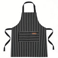 Anna-Kaci Striped Kitchen Apron Cotton Blend Adjustable Neck Apron with Pocket for Cooking Baking Home Use