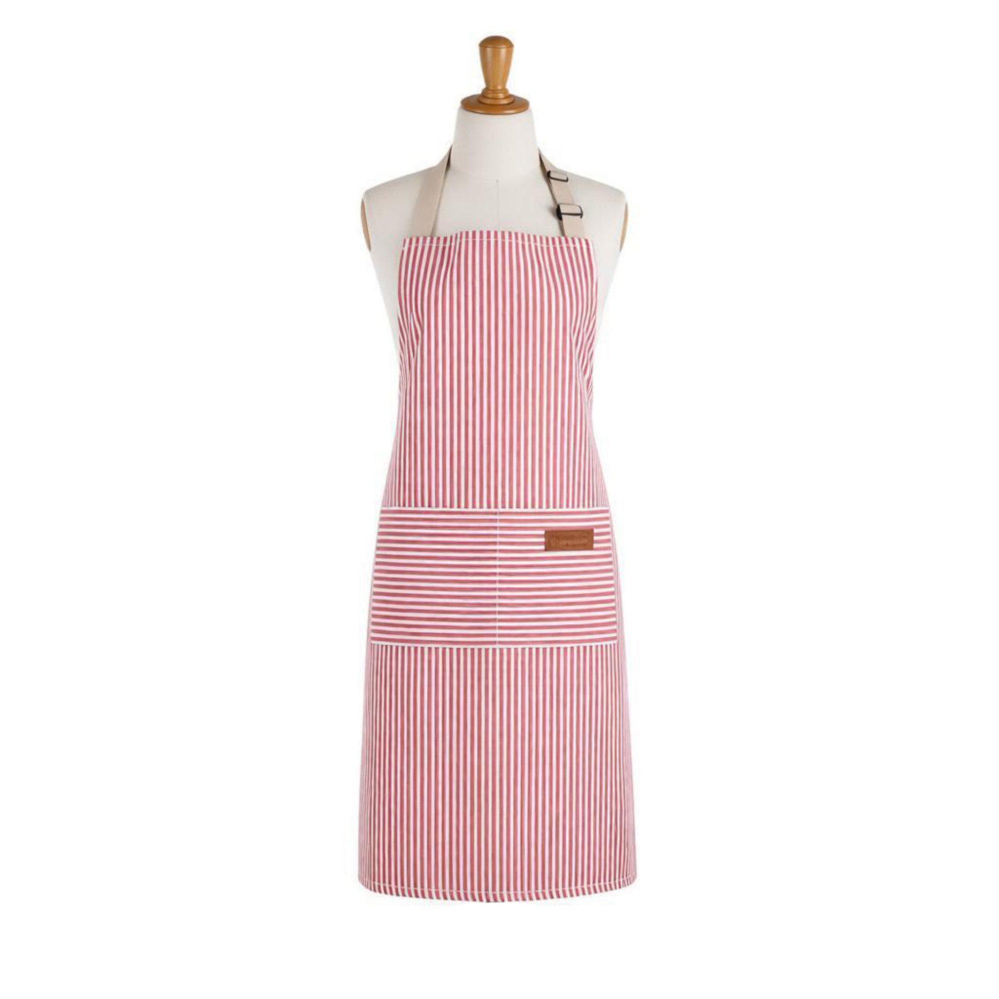 Anna-Kaci Striped Kitchen Apron Cotton Blend Adjustable Neck Apron with Pocket for Cooking Baking Home Use