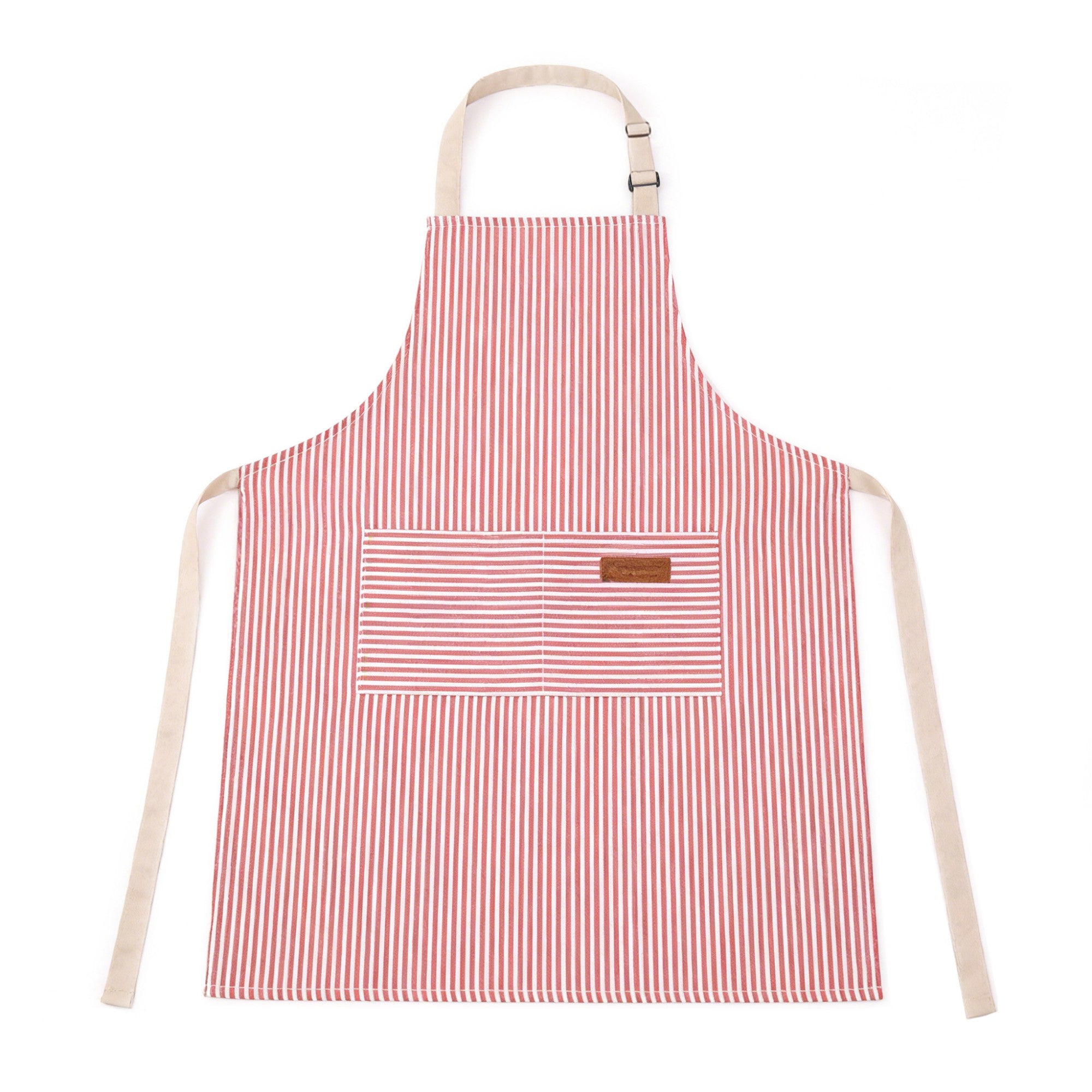 Anna-Kaci Striped Kitchen Apron Cotton Blend Adjustable Neck Apron with Pocket for Cooking Baking Home Use