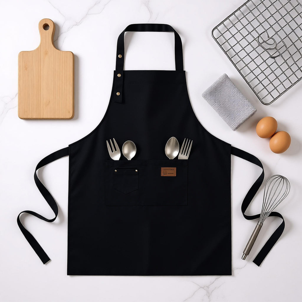 Anna-Kaci Kitchen Apron Cotton Blend Adjustable Neck Apron with Pocket for Cooking Baking Crafting