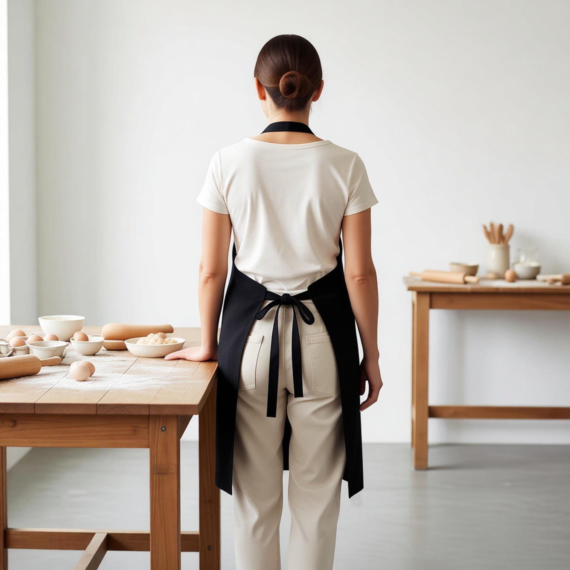 Anna-Kaci Kitchen Apron Cotton Blend Adjustable Neck Apron with Pocket for Cooking Baking Crafting
