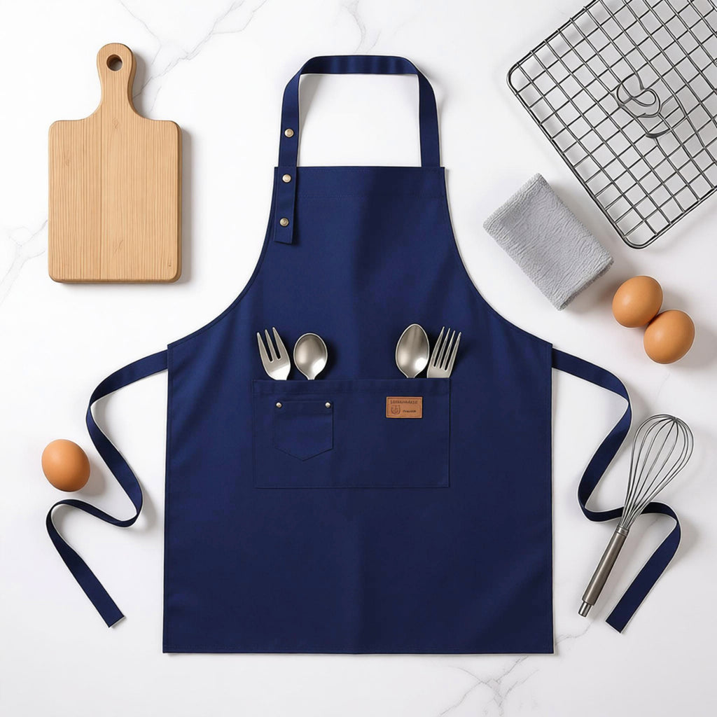 Anna-Kaci Kitchen Apron Cotton Blend Adjustable Neck Apron with Pocket for Cooking Baking Crafting