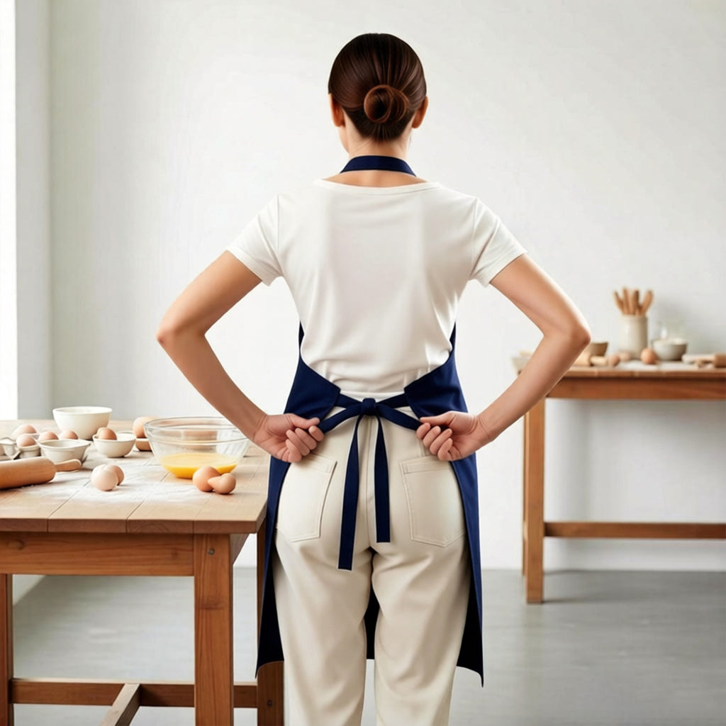 Anna-Kaci Kitchen Apron Cotton Blend Adjustable Neck Apron with Pocket for Cooking Baking Crafting