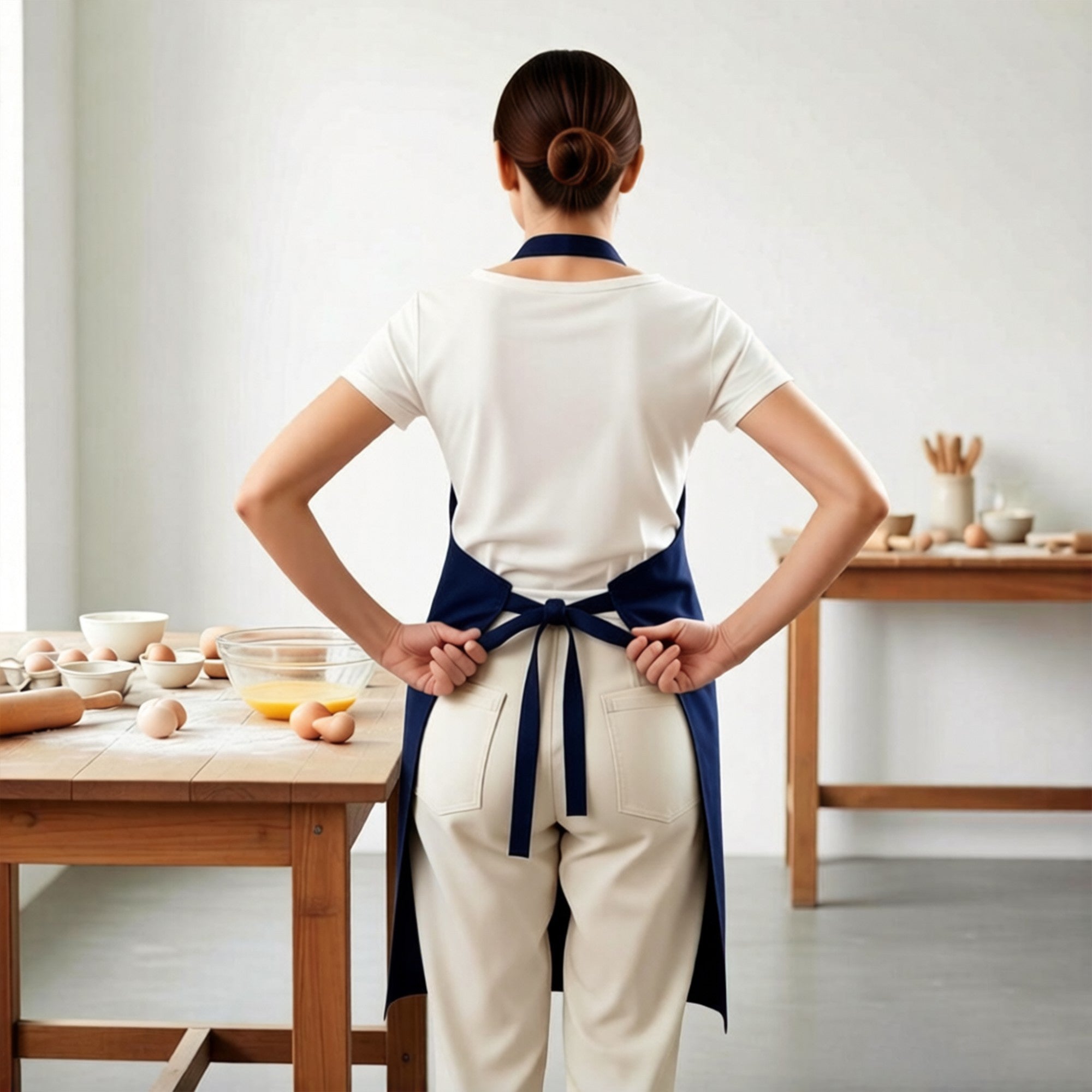 Anna-Kaci Kitchen Apron Cotton Blend Adjustable Neck Apron with Pocket for Cooking Baking Crafting