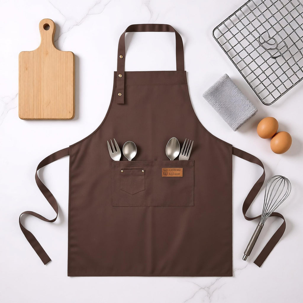 Anna-Kaci Kitchen Apron Cotton Blend Adjustable Neck Apron with Pocket for Cooking Baking Crafting