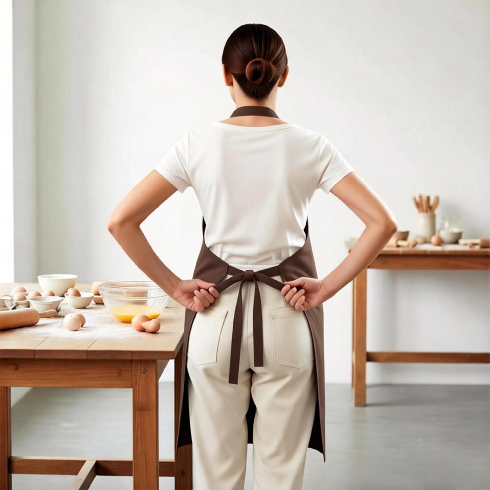 Anna-Kaci Kitchen Apron Cotton Blend Adjustable Neck Apron with Pocket for Cooking Baking Crafting