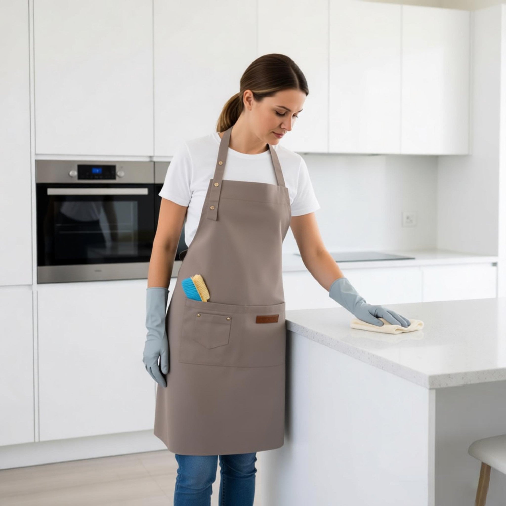 Anna-Kaci Kitchen Apron Adjustable Neck Apron with Pocket for Cooking Baking Crafting