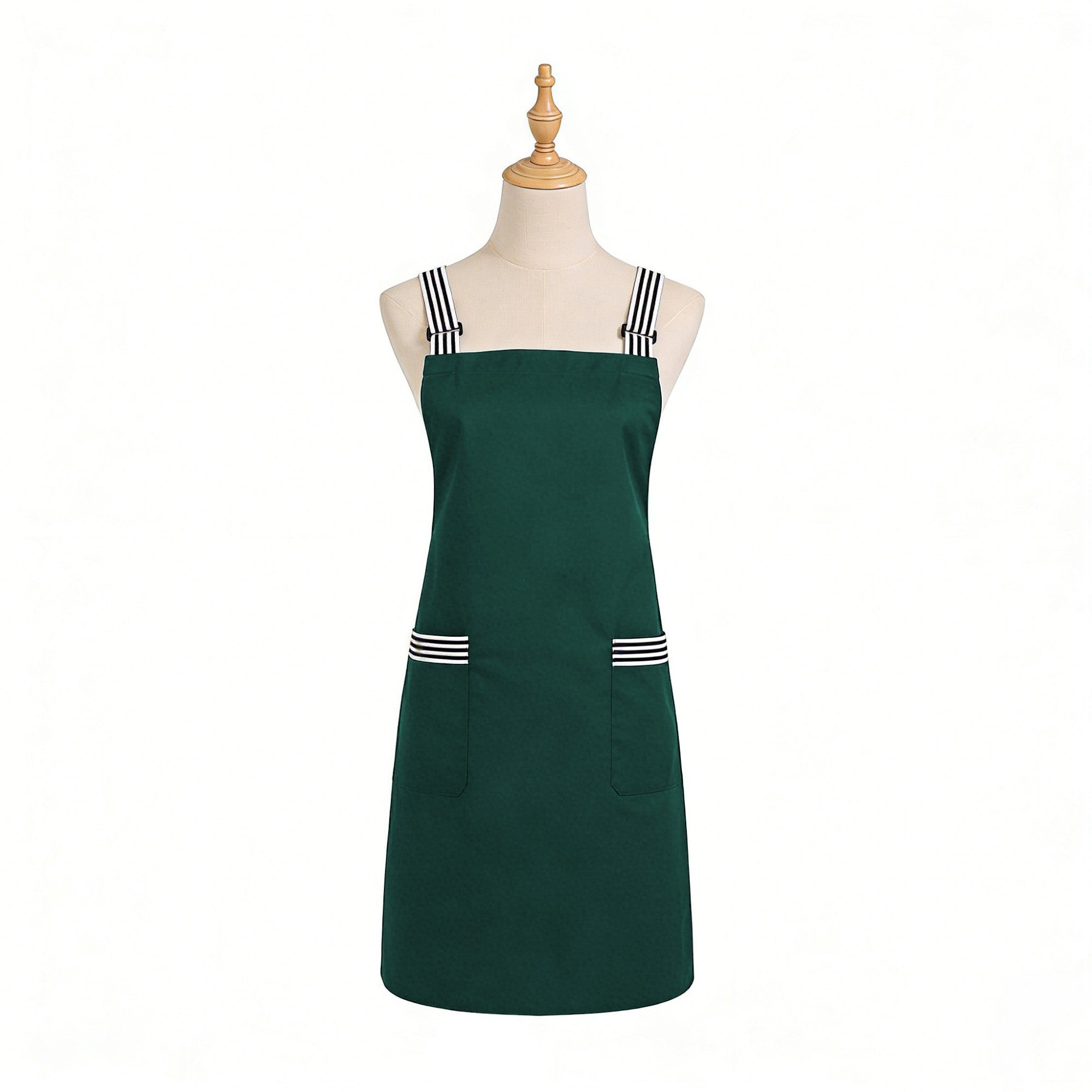Anna-Kaci Kitchen Apron Cotton Blend Adjustable Neck Apron with Dual Pockets for Cooking Baking Kitchen Use