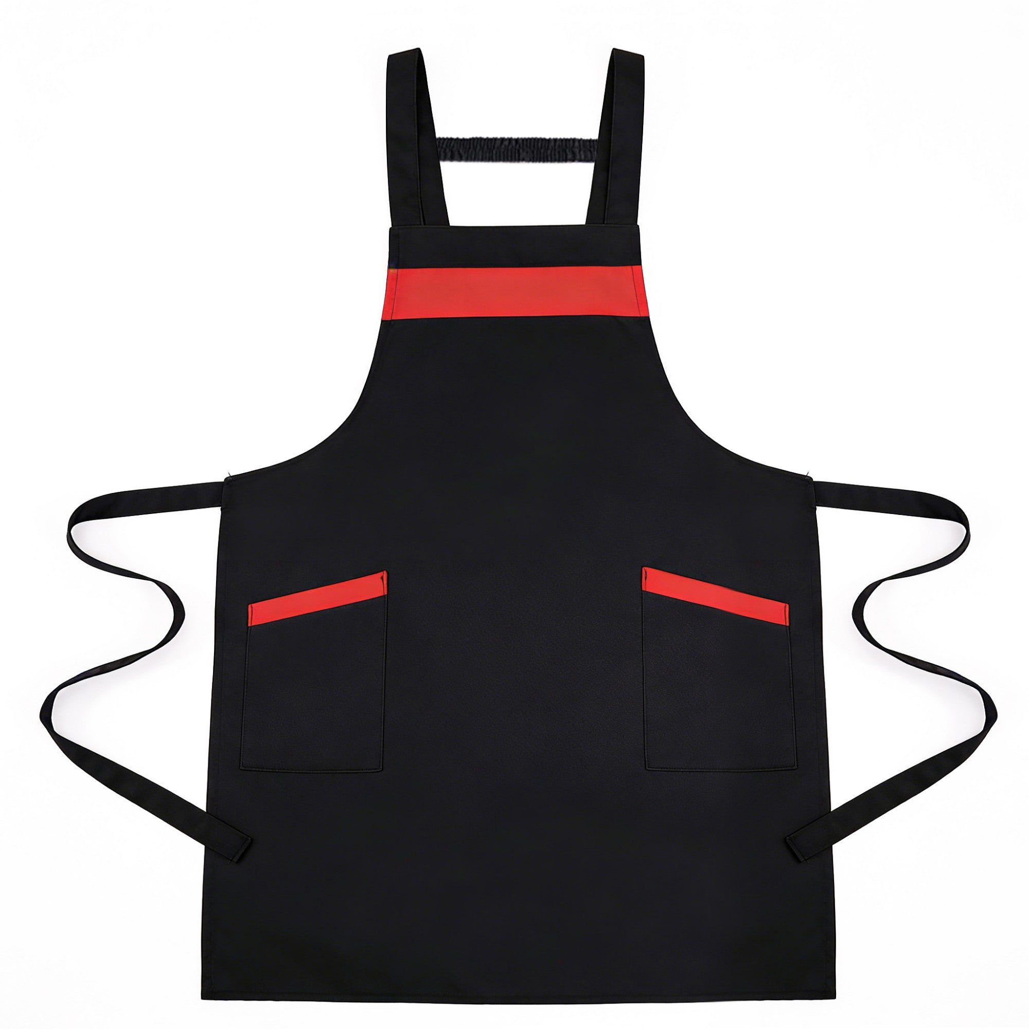 Anna-Kaci Kitchen Apron Adjustable Strap Apron with Contrast Trim and Dual Pockets for Cooking Work