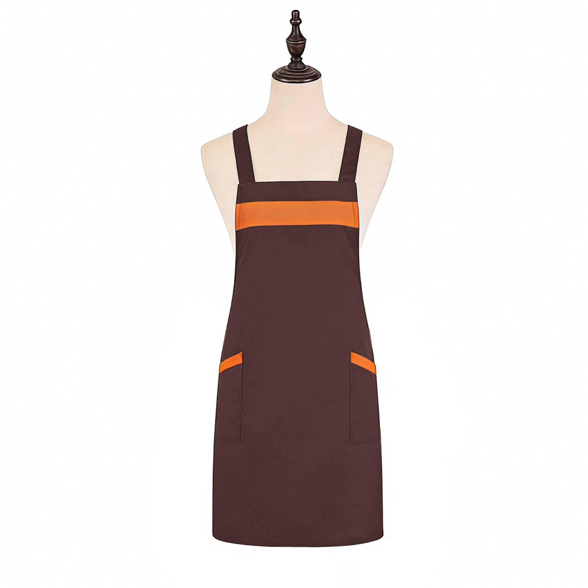 Anna-Kaci Kitchen Apron Adjustable Strap Apron with Contrast Trim and Dual Pockets for Cooking Work