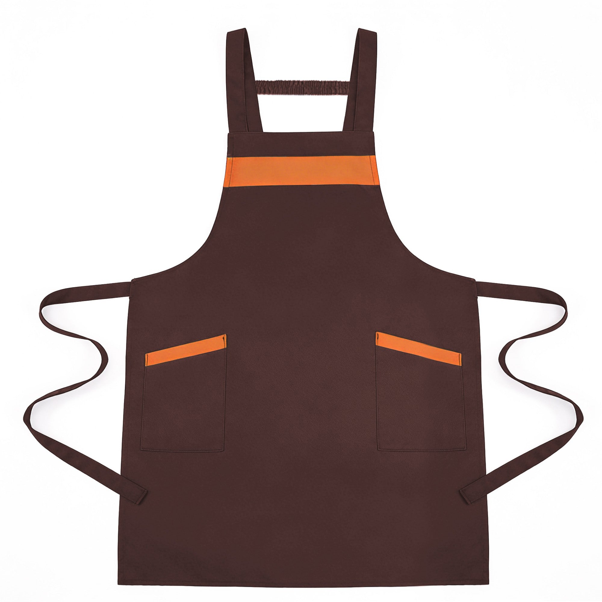 Anna-Kaci Kitchen Apron Adjustable Strap Apron with Contrast Trim and Dual Pockets for Cooking Work