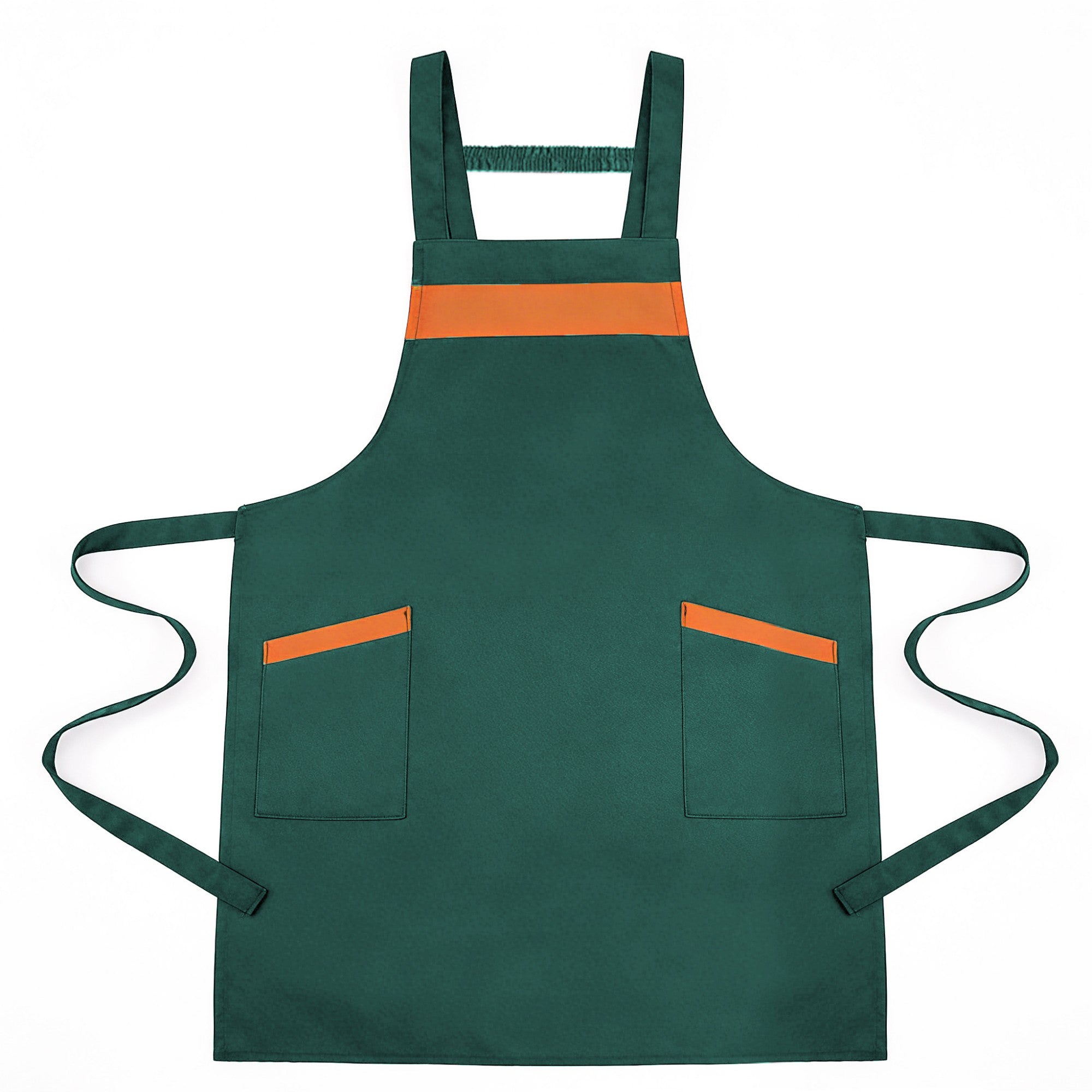 Anna-Kaci Kitchen Apron Adjustable Strap Apron with Contrast Trim and Dual Pockets for Cooking Work