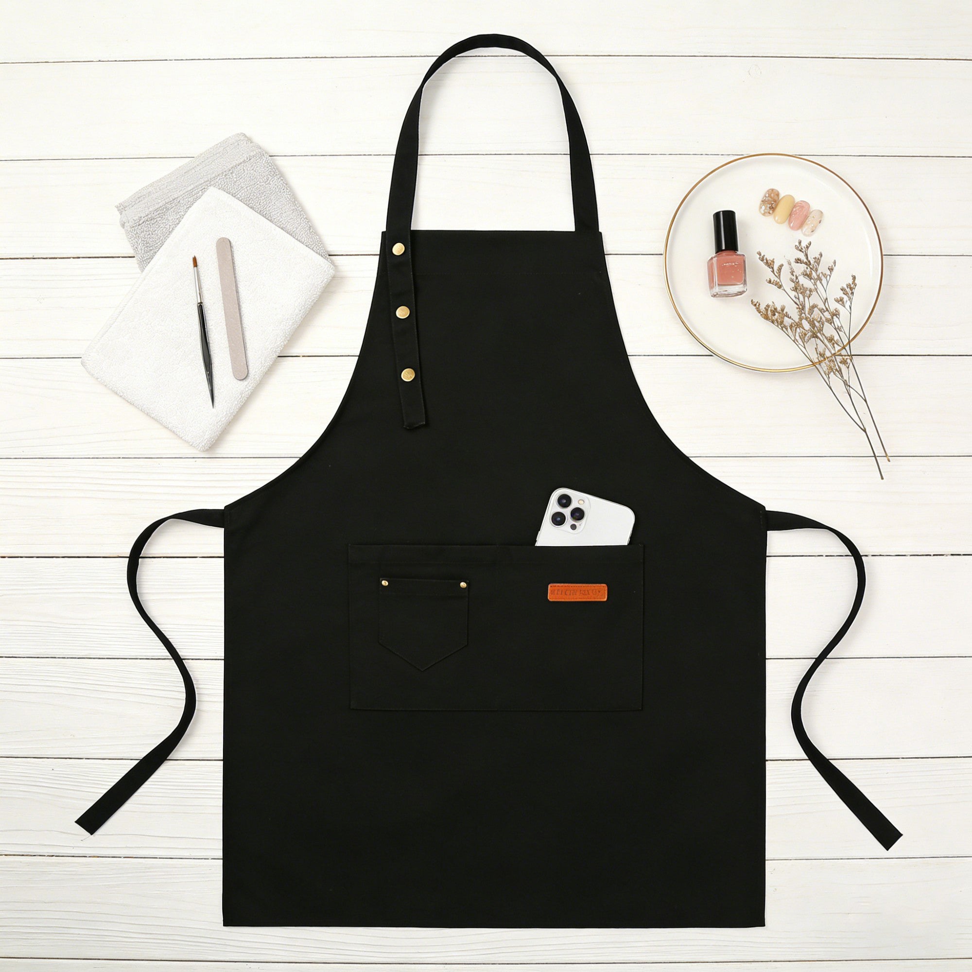 Anna-Kaci Kitchen Apron Polyester Adjustable Neck Apron with Pocket for Cooking Baking Work Use