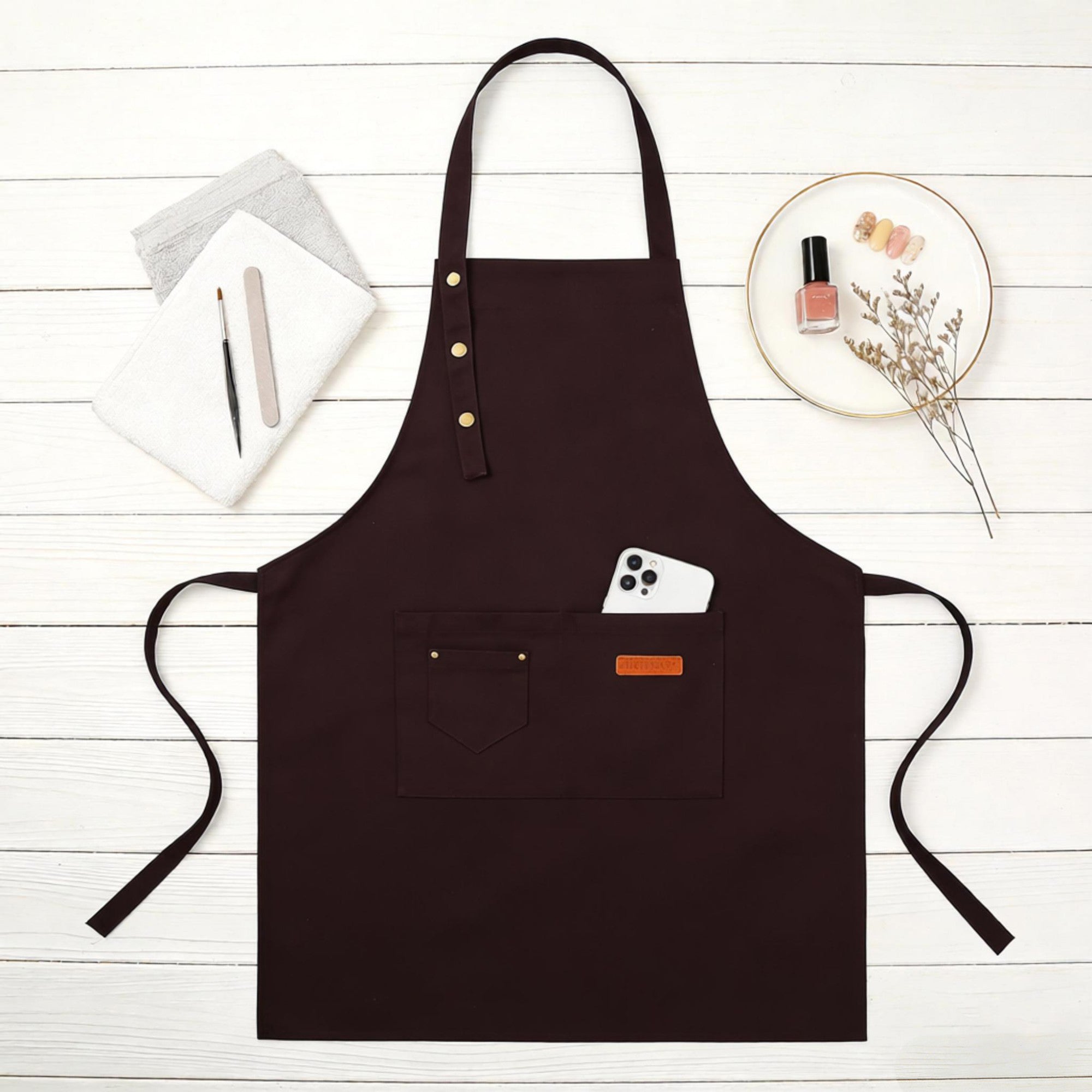 Anna-Kaci Kitchen Apron Polyester Adjustable Neck Apron with Pocket for Cooking Baking Work Use