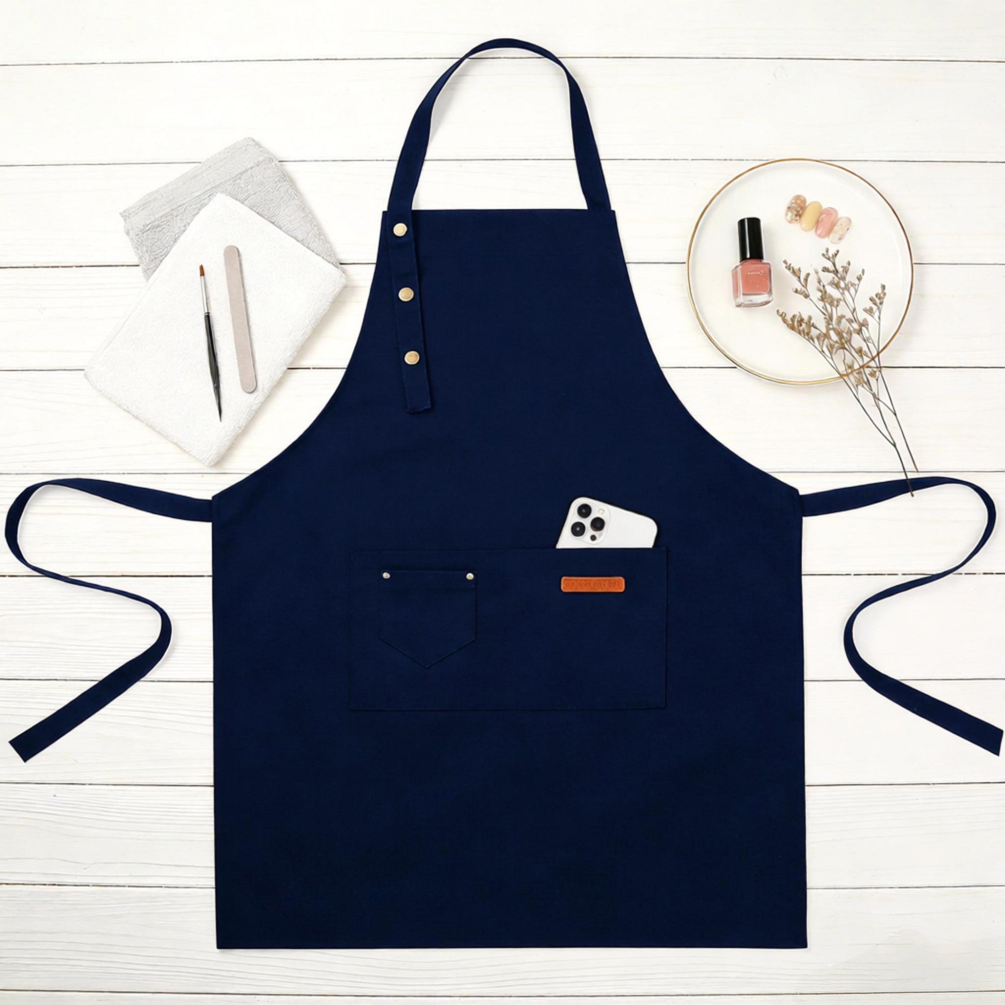 Anna-Kaci Kitchen Apron Polyester Adjustable Neck Apron with Pocket for Cooking Baking Work Use
