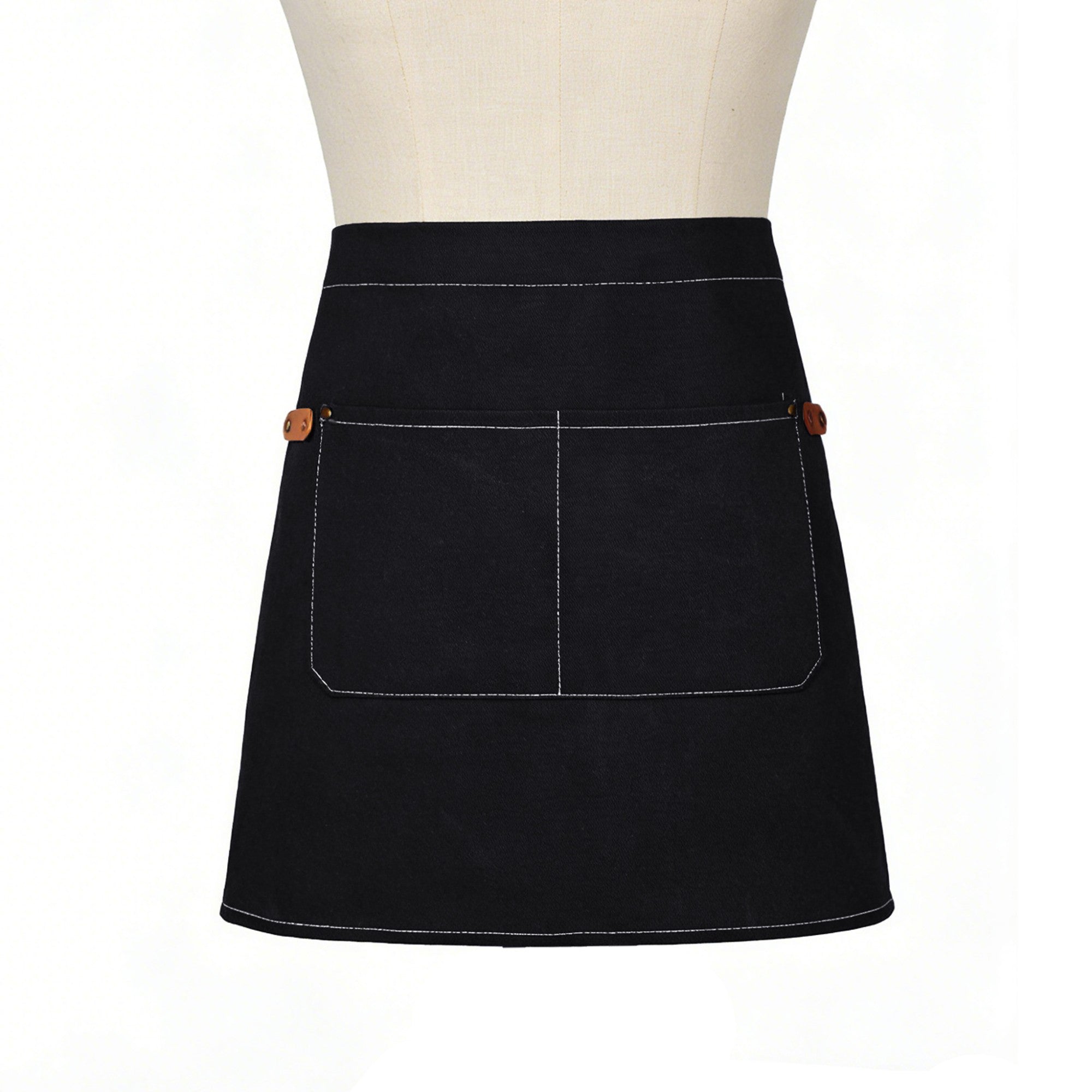 Anna-Kaci Waist Apron Cotton Work Apron with Multi Pocket Utility Design Adjustable Tie for Cooking Server